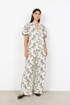 Soya Concept Gabriele Monochrome Floral Blouse - Cream Combi