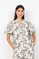 Soya Concept Gabriele Monochrome Floral Blouse - Cream Combi