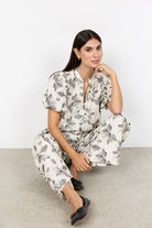 Soya Concept Gabriele Monochrome Floral Blouse - Cream Combi