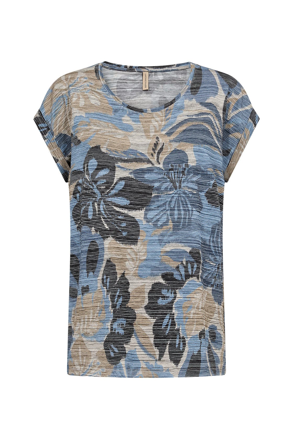 Soya Concept Galina Printed T-Shirt - Crystal Blue Combi