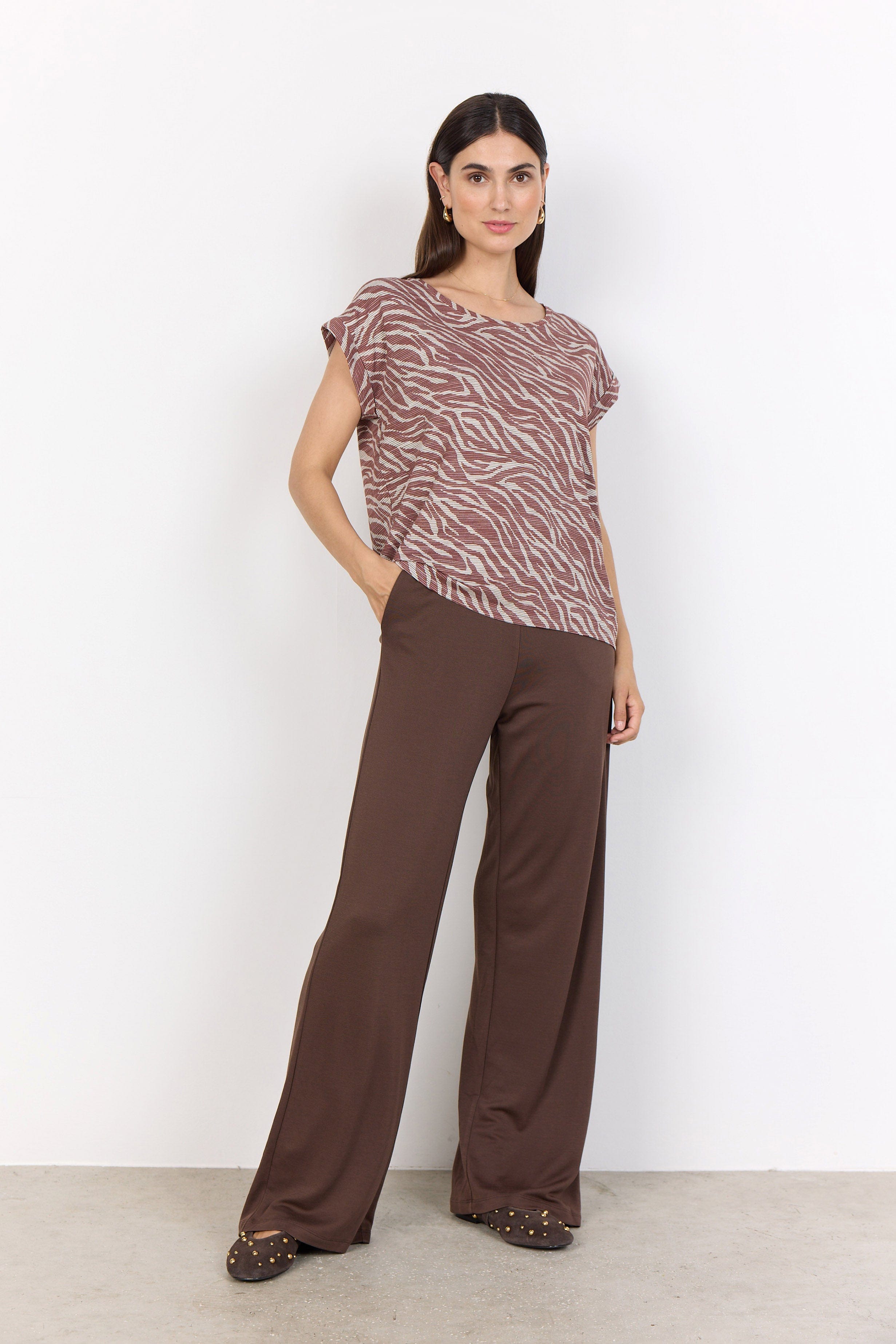 Soya Concept Galina Printed T-Shirt - Mineral Red Combi