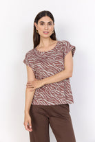Soya Concept Galina Printed T-Shirt - Mineral Red Combi