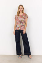 Soya Concept Galina Printed T-Shirt - Peach Pink Combi