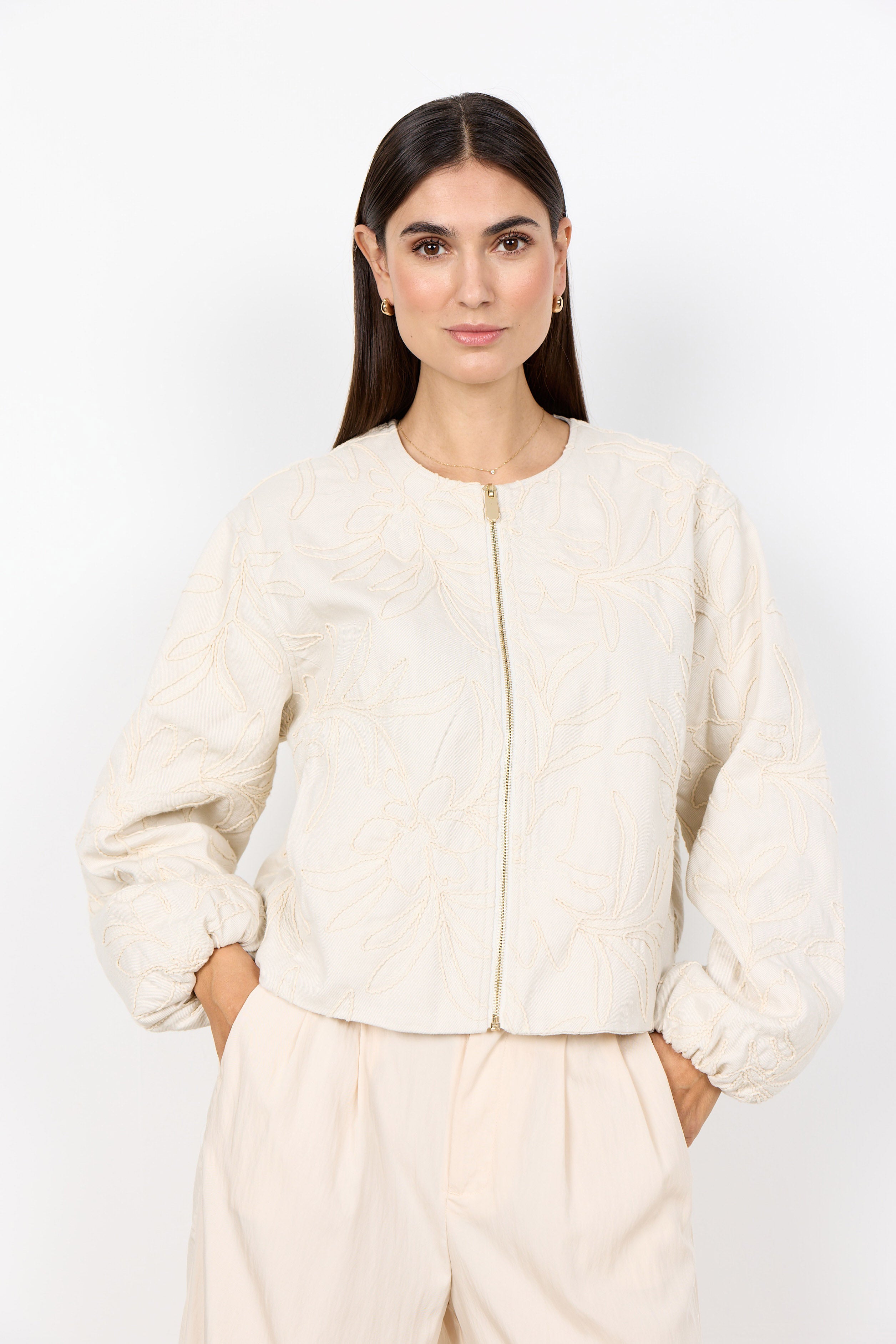 Soya Concept Gerda Embroidered Jacket - Cream