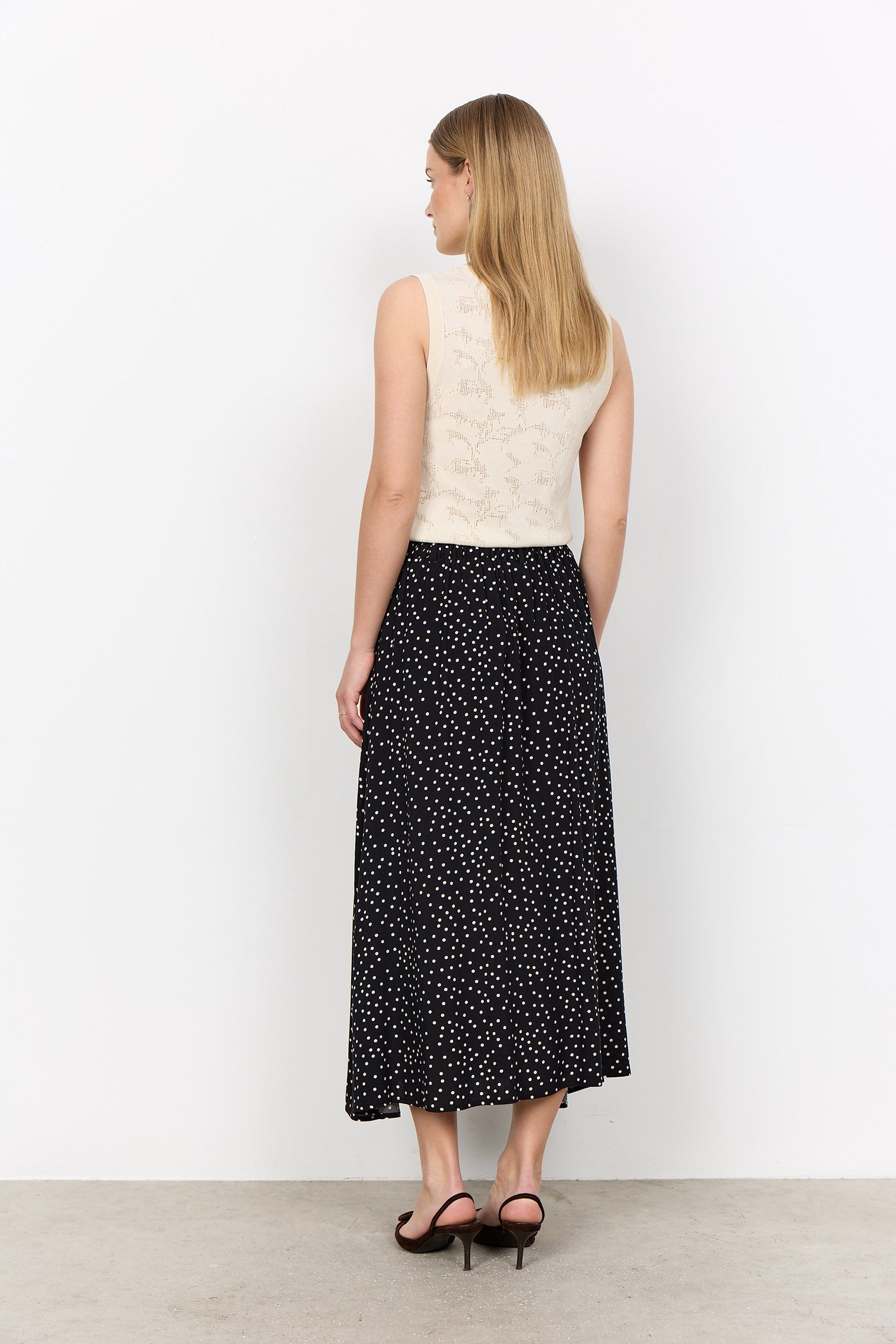 Soya Concept Gilda Polka Dot Midi Skirt - Black Combi