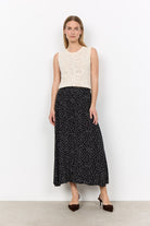 Soya Concept Gilda Polka Dot Midi Skirt - Black Combi