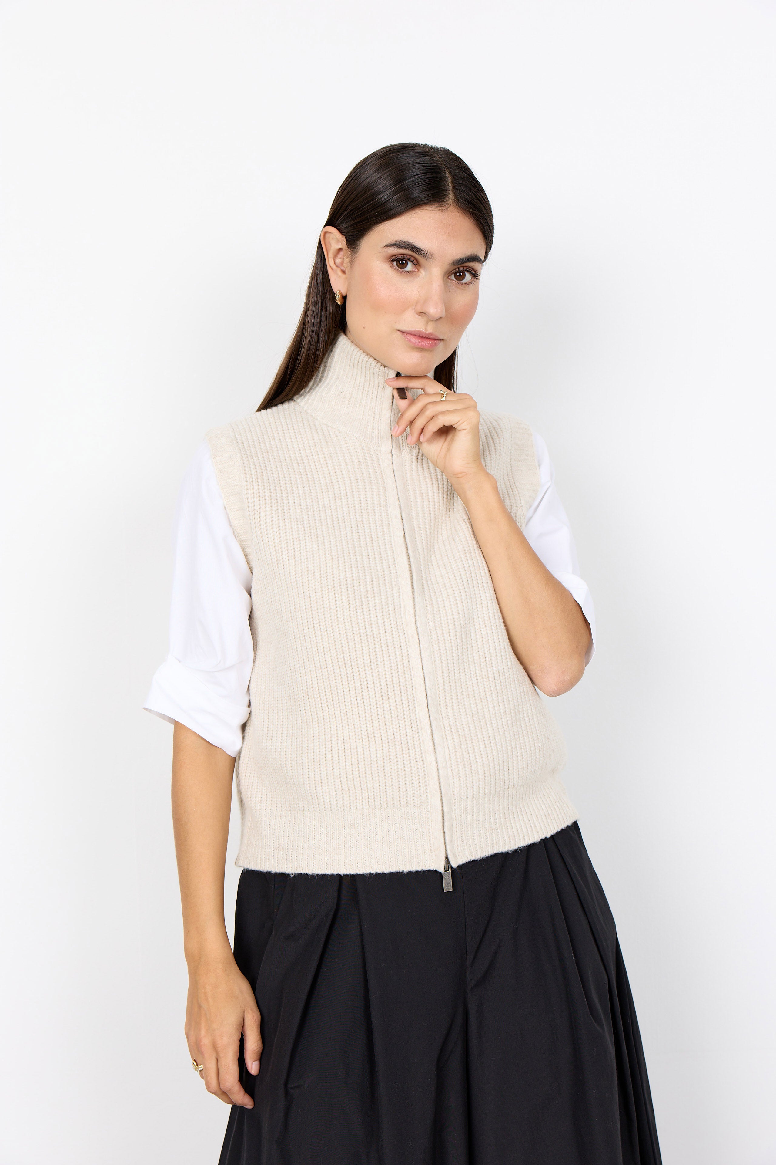Soya Concept Gith Sleeveless Jumper - Cream Melange