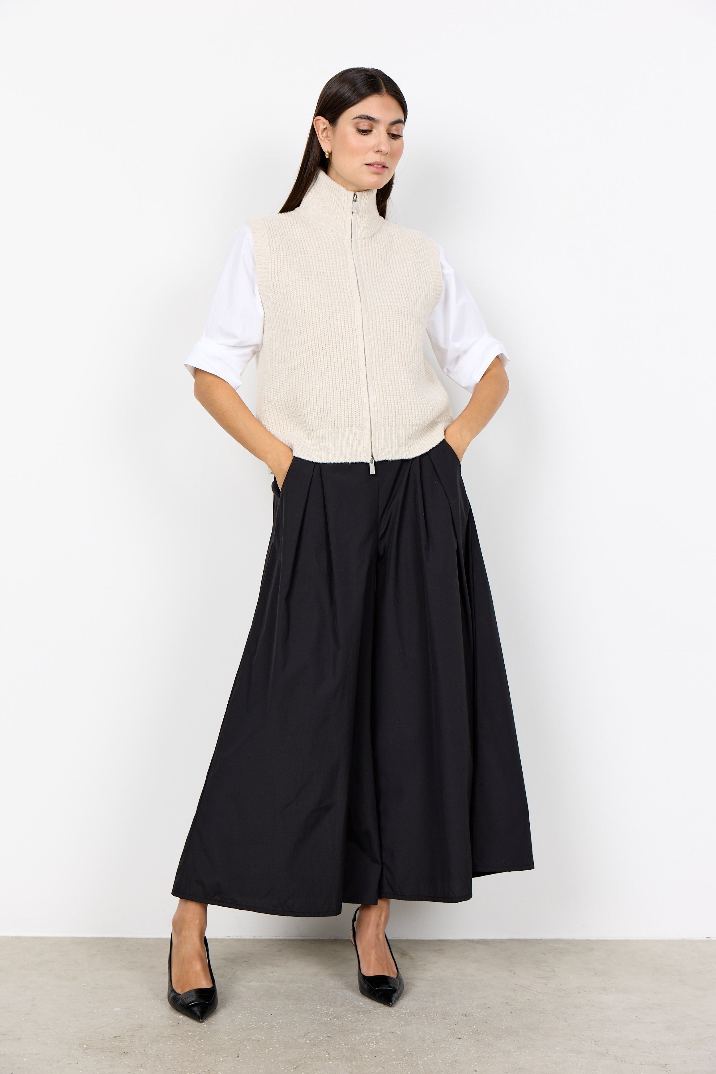 Soya Concept Gith Sleeveless Jumper - Cream Melange