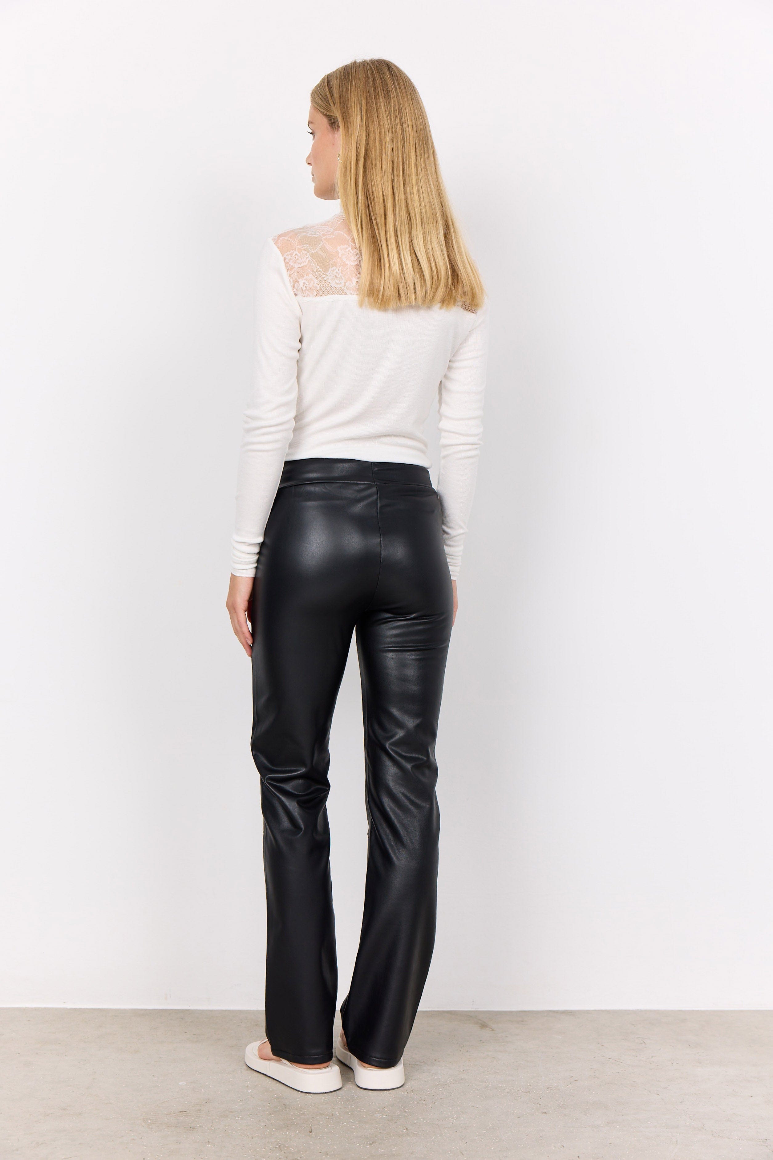 Soya Concept Haida Leather Look Trousers - Black