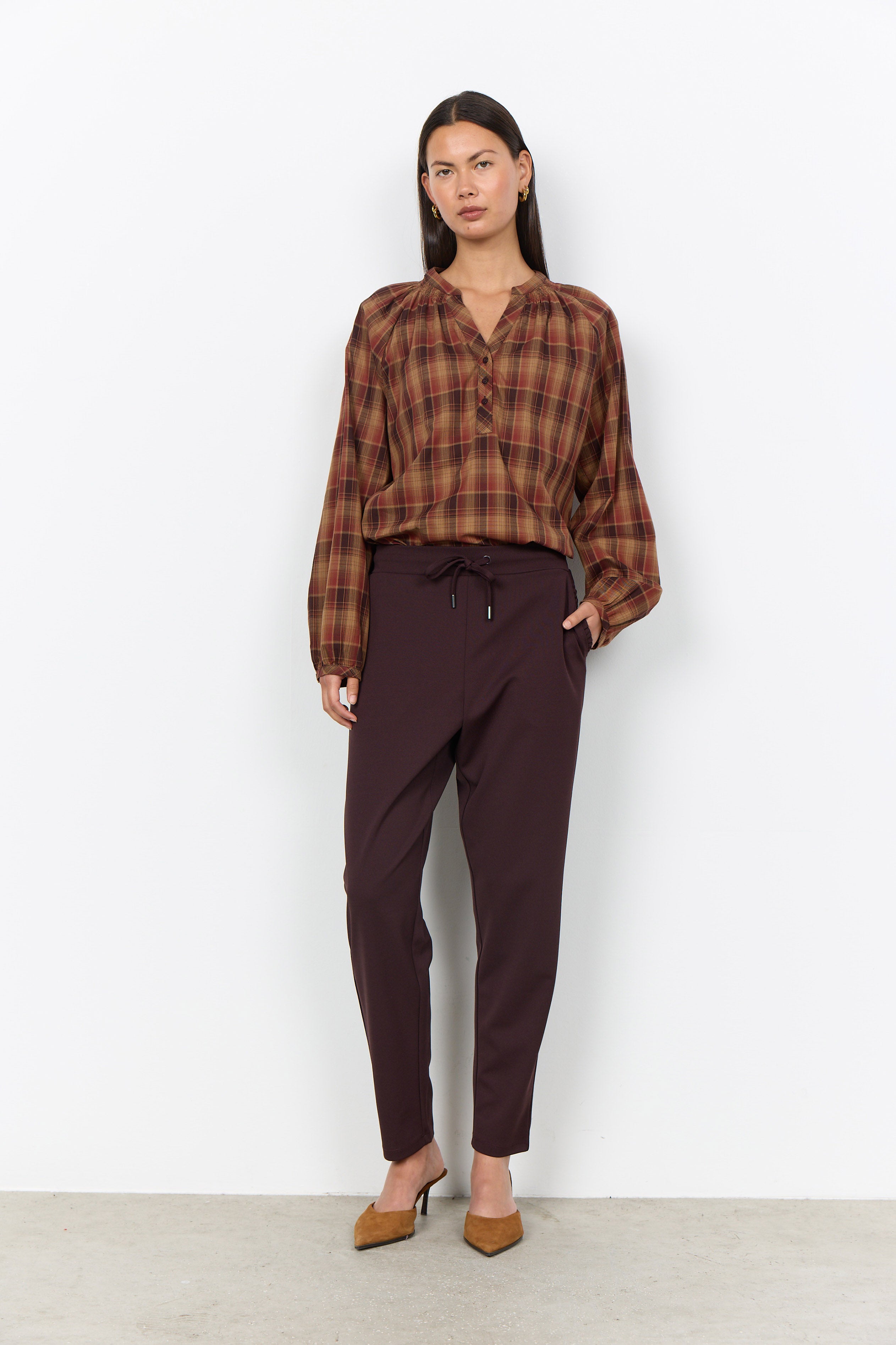 Soya Concept Halema Organic Cotton Shirt - Madder Brown Combi