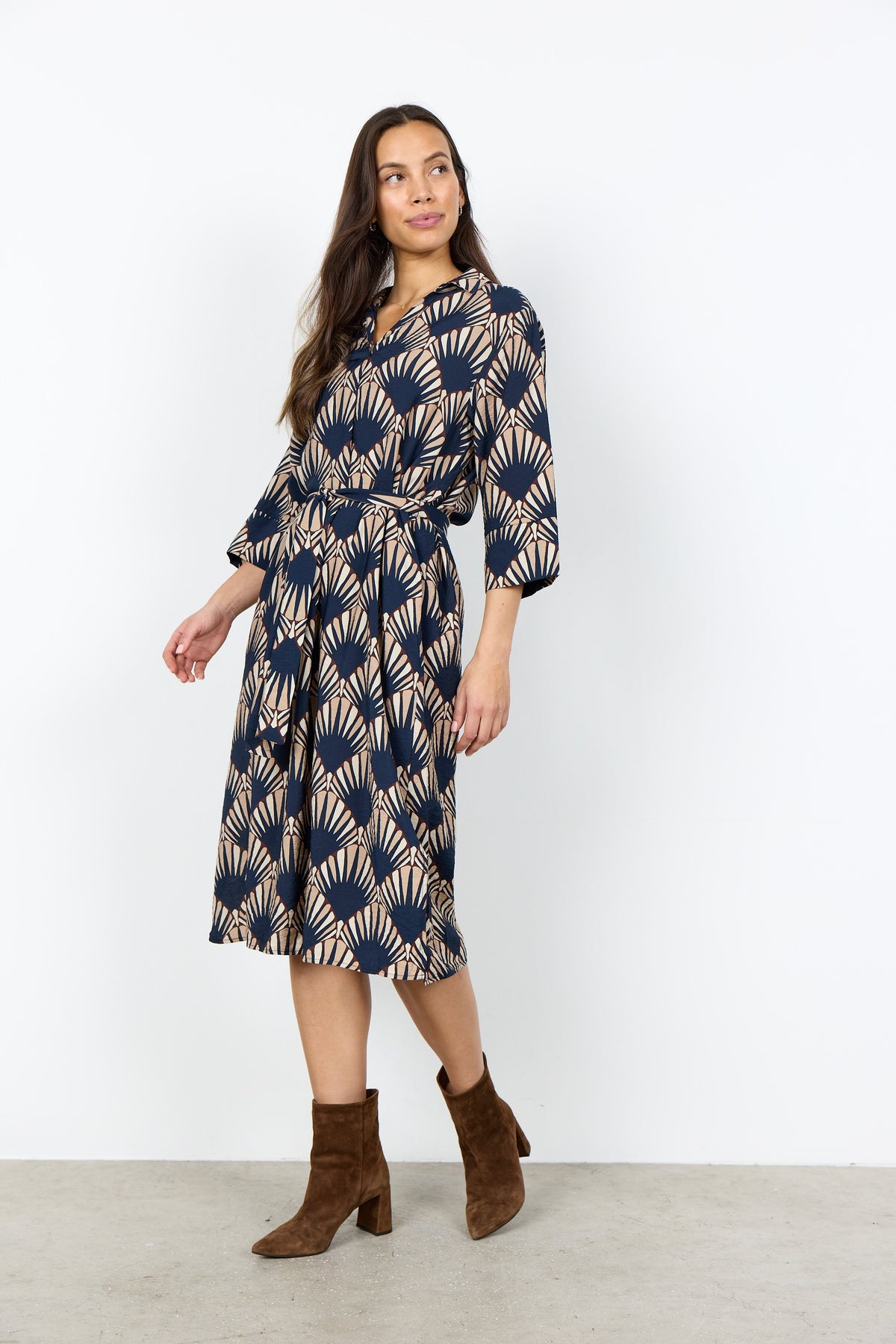 Soya Concept Halin Midi Dress - Navy Combi
