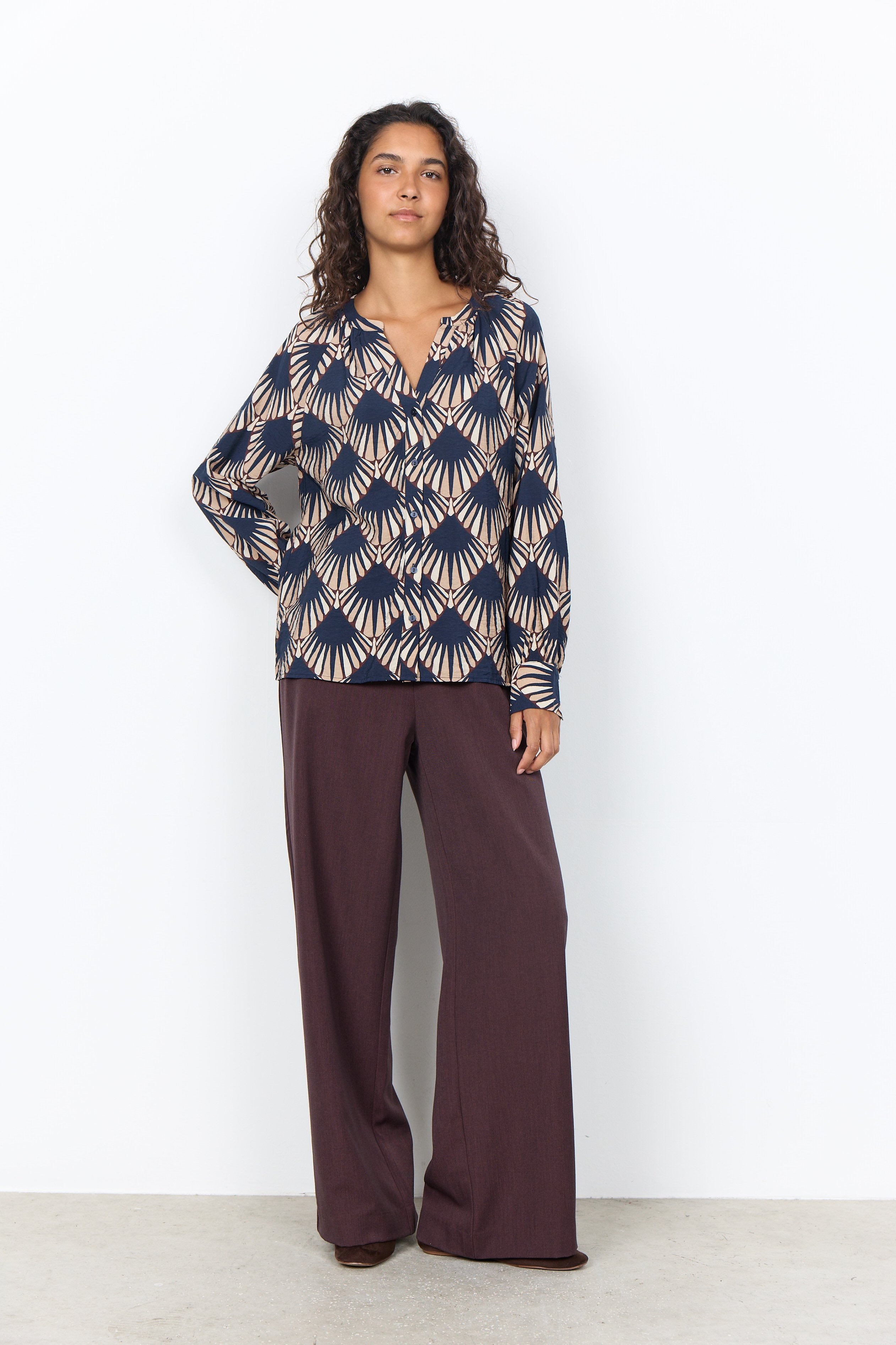 Soya Concept Halin V-Neck Shirt - Navy Combi