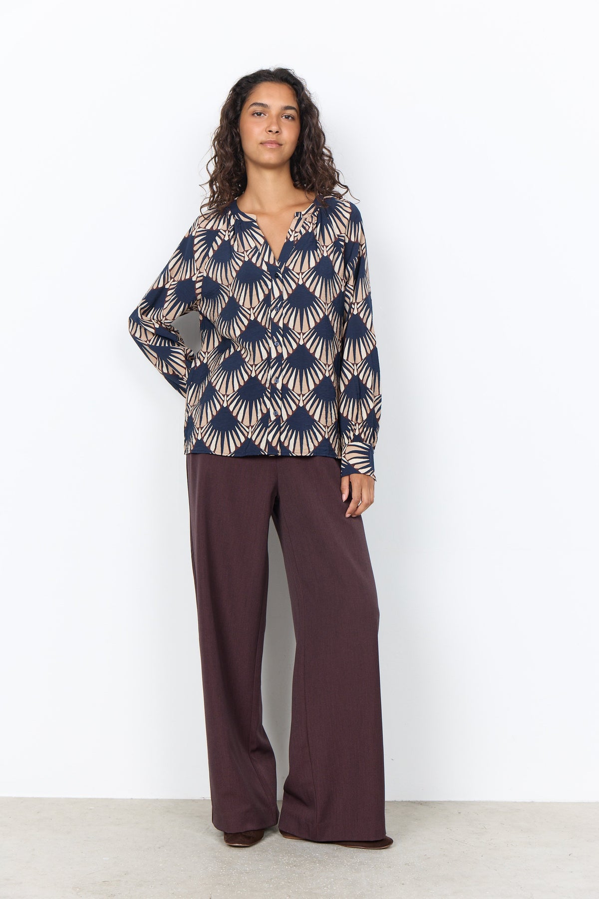 Soya Concept Halin V-Neck Shirt - Navy Combi