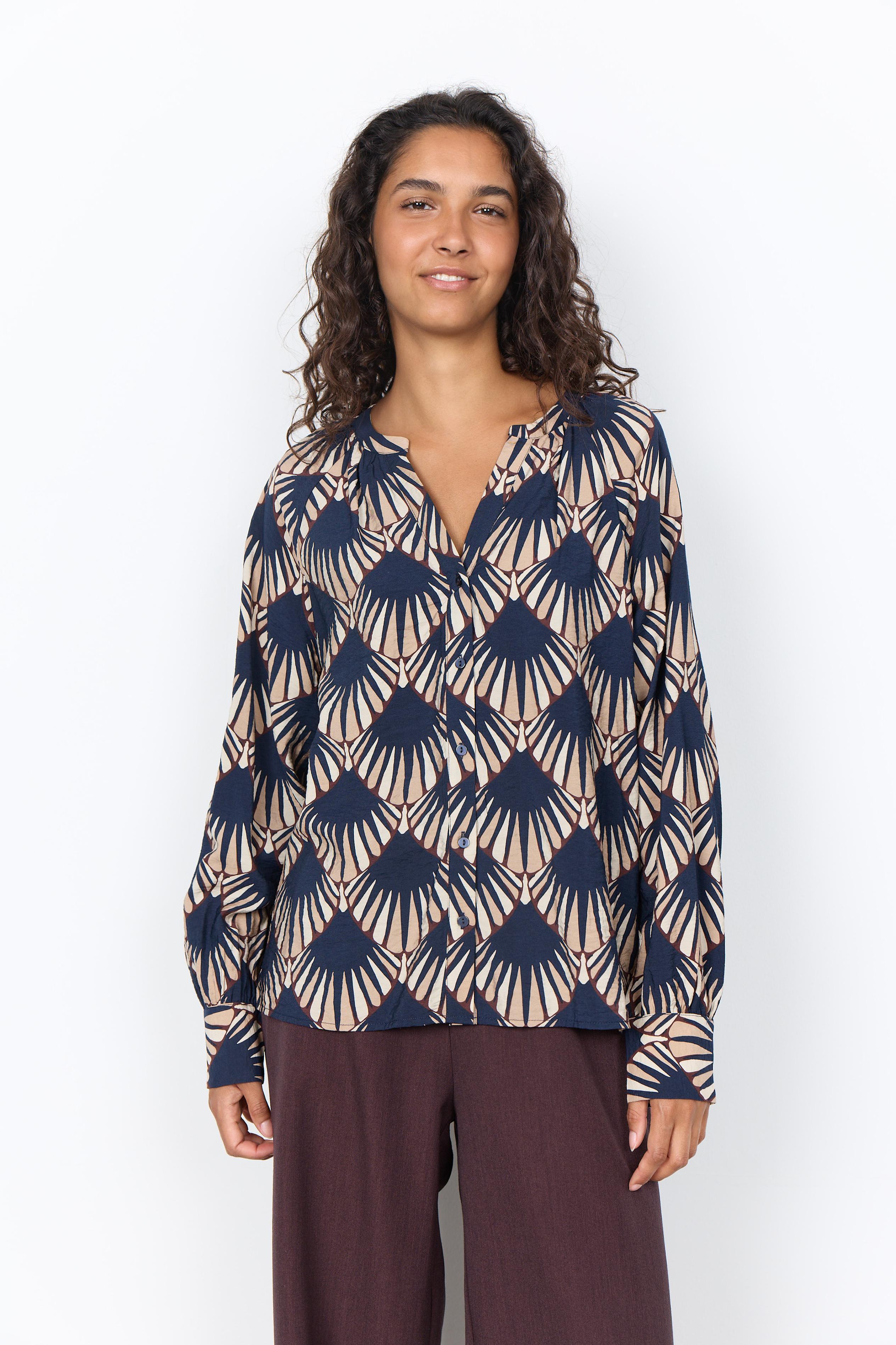 Soya Concept Halin V-Neck Shirt - Navy Combi