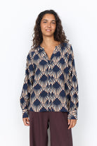 Soya Concept Halin V-Neck Shirt - Navy Combi