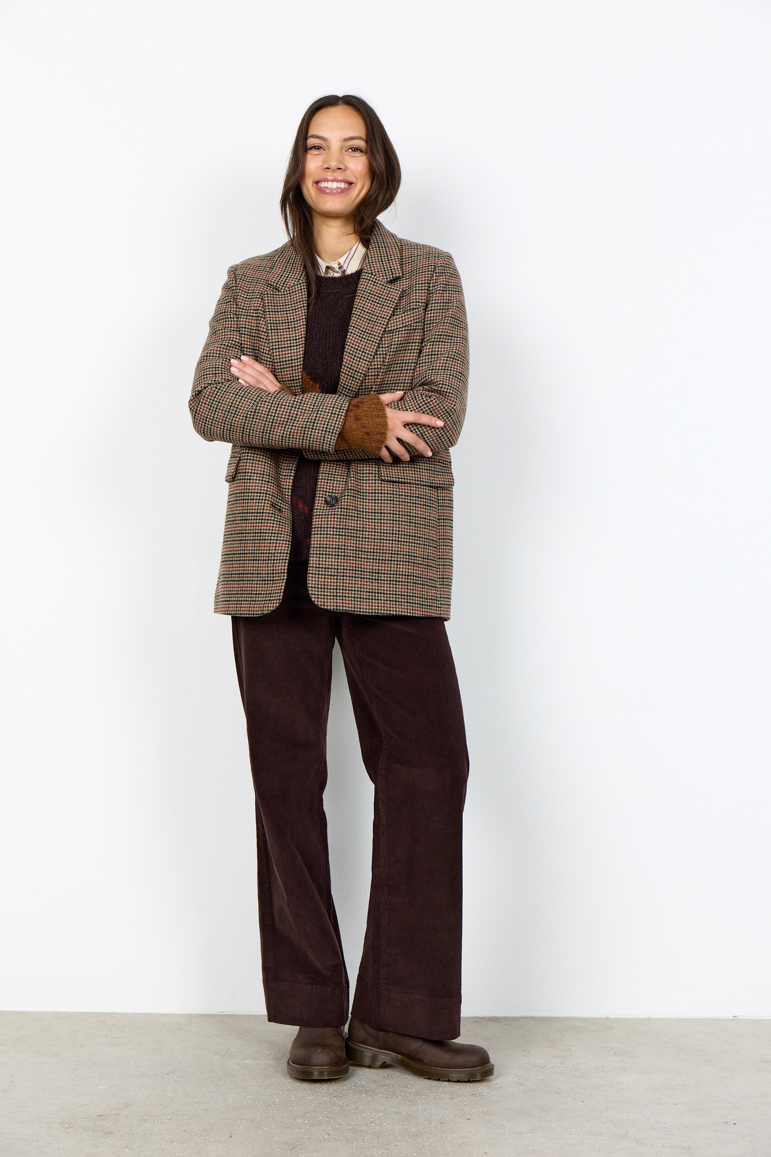 Soya Concept Hasel Check Blazer - Madder Brown Combi