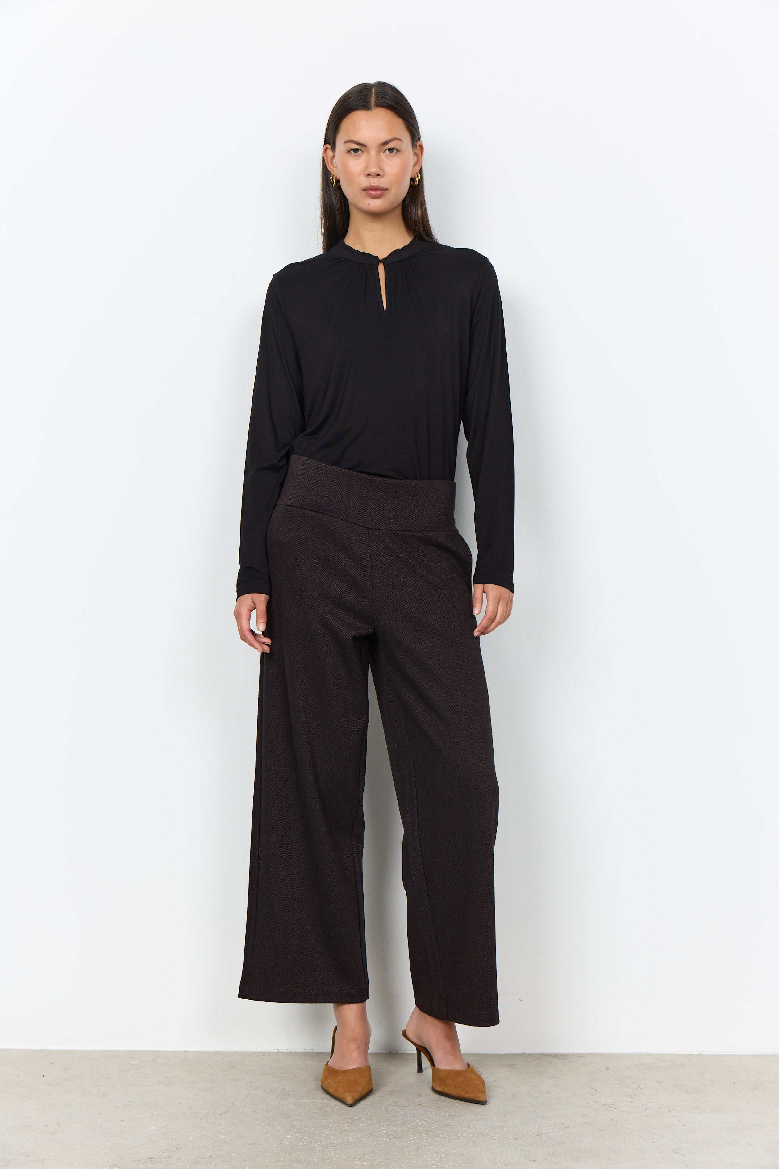 Soya Concept Hebe Trousers - Chocolate Plum Combi