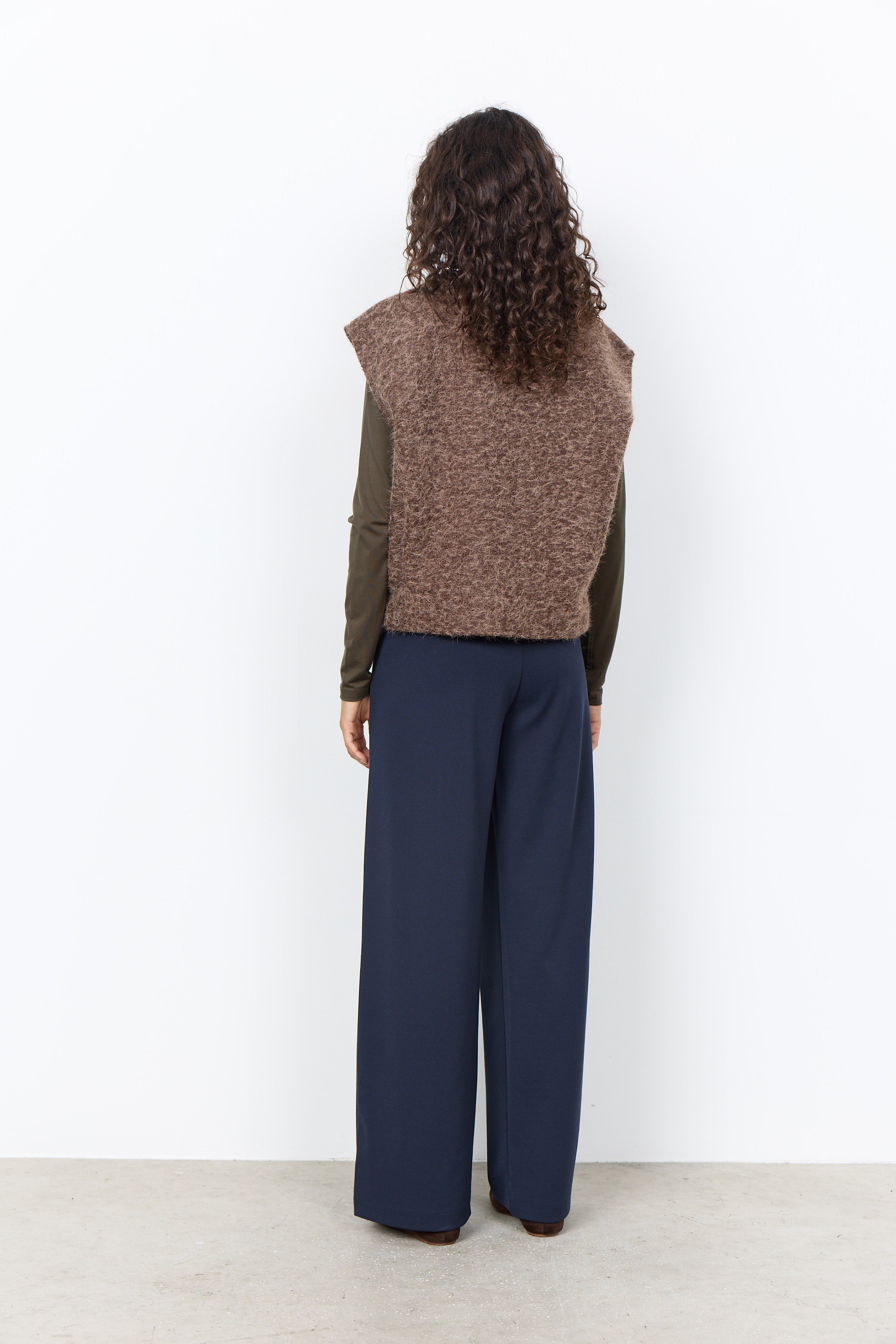 Soya Concept Hira Textured Gilet  - Chocolate Plum Melange