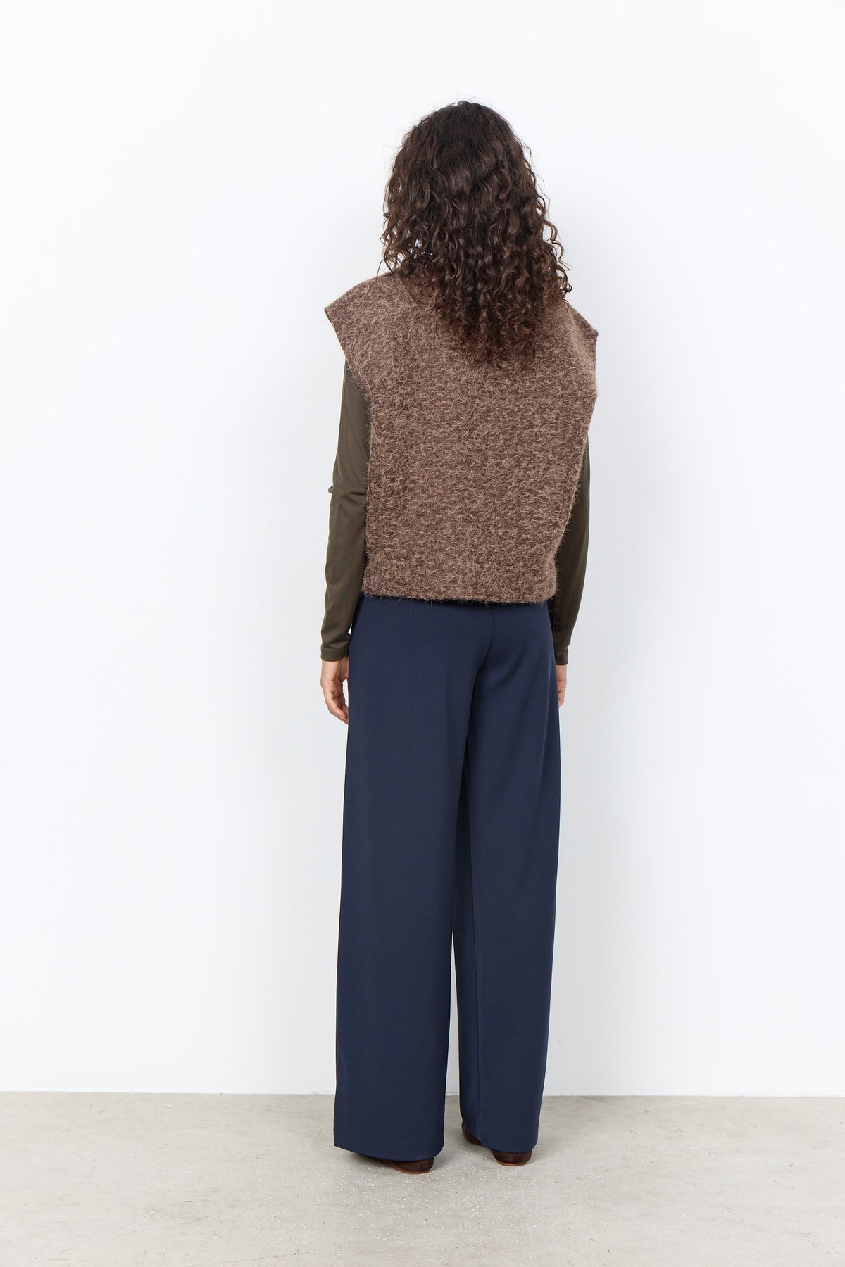 Soya Concept Hira Textured Gilet  - Chocolate Plum Melange