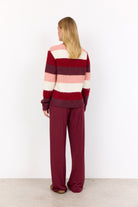 Soya Concept Ilene Stripe Wool Blend Jumper - Dark Red Melange Combi