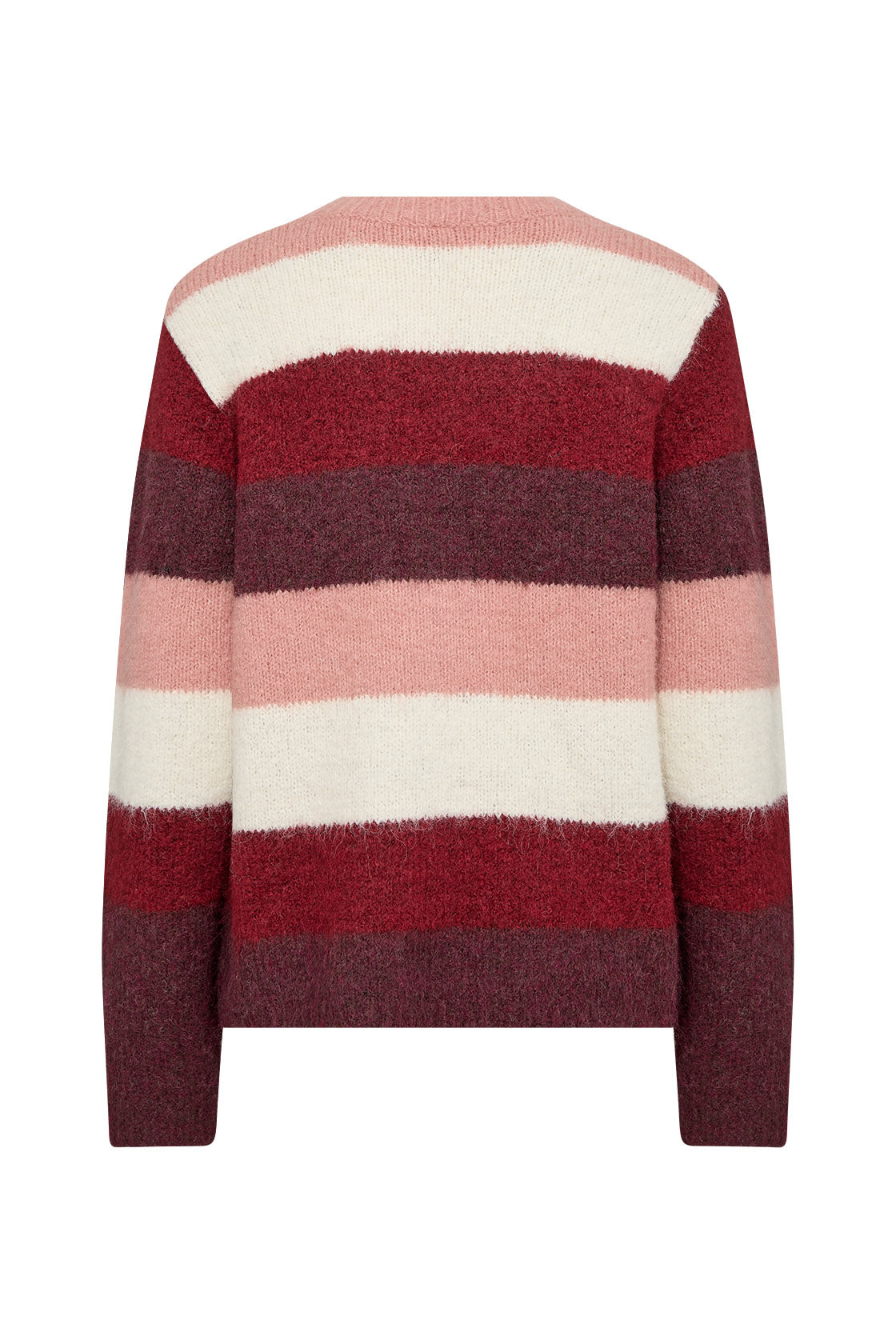 Soya Concept Ilene Stripe Wool Blend Jumper - Dark Red Melange Combi