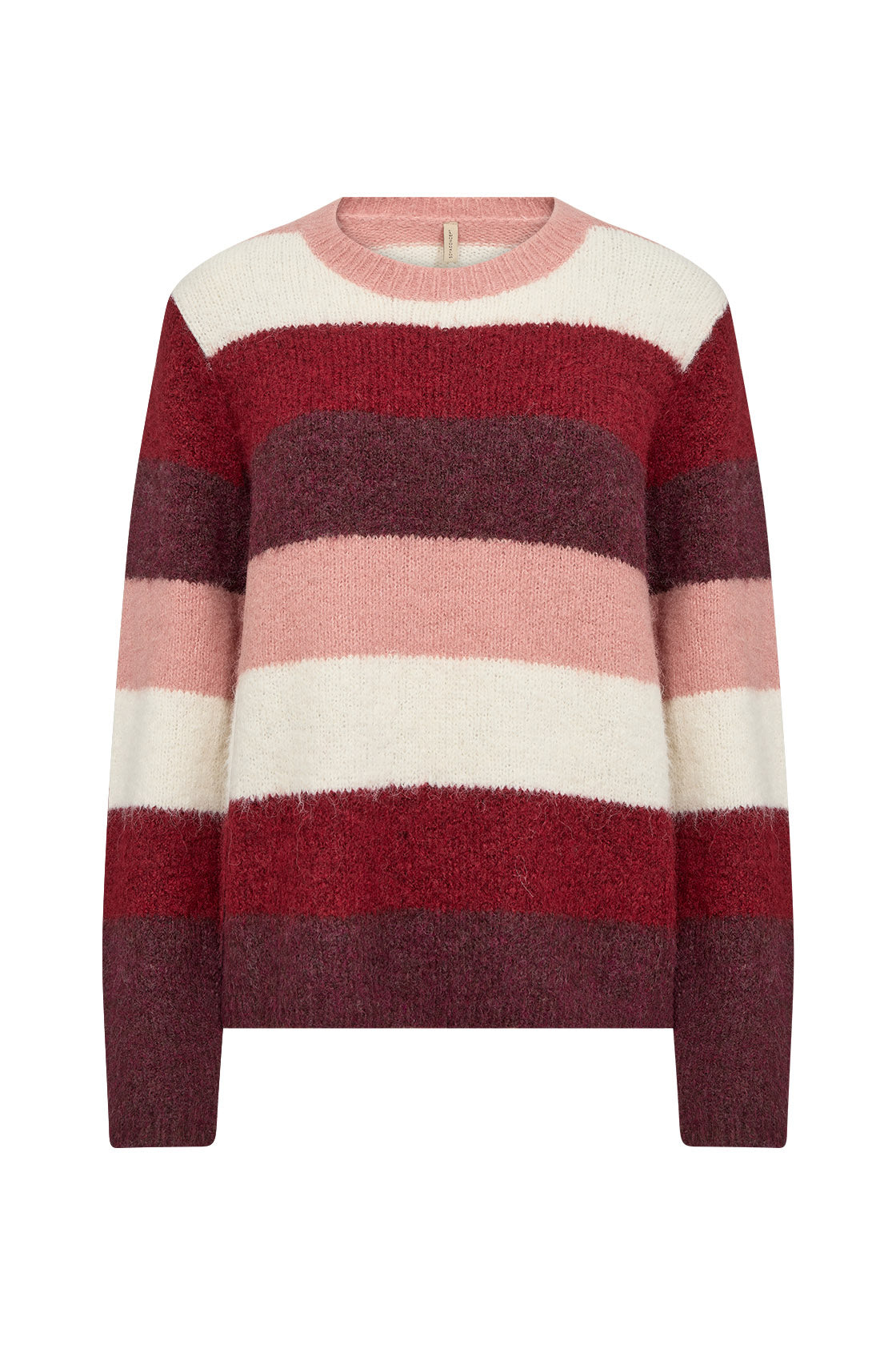 Soya Concept Ilene Stripe Wool Blend Jumper - Dark Red Melange Combi