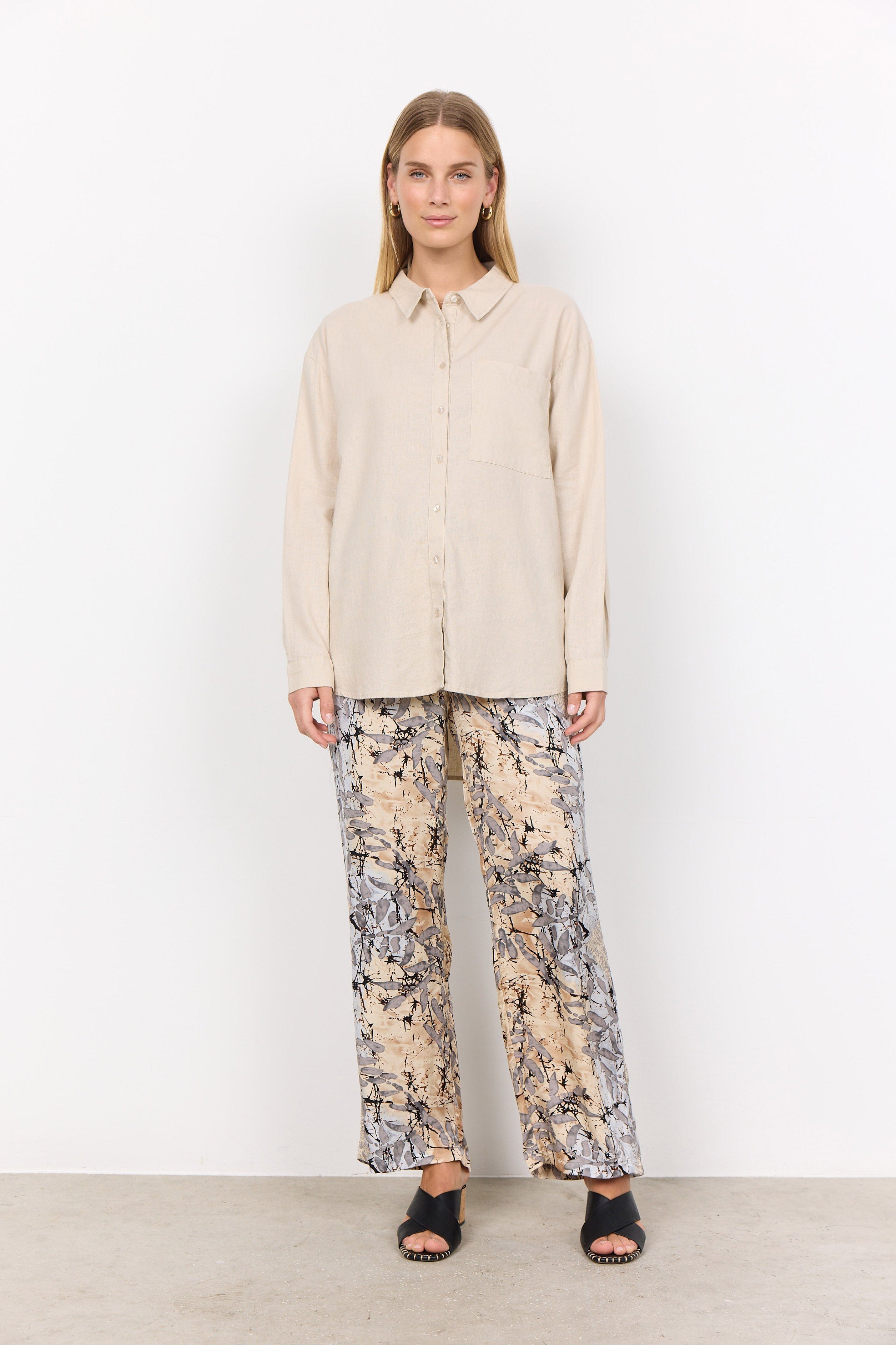 Soya Concept Ina Linen Blend Shirt - Sand