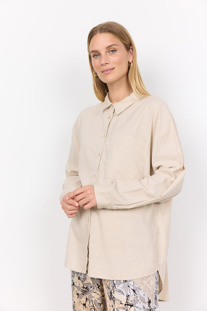 Soya Concept Ina Linen Blend Shirt - Sand