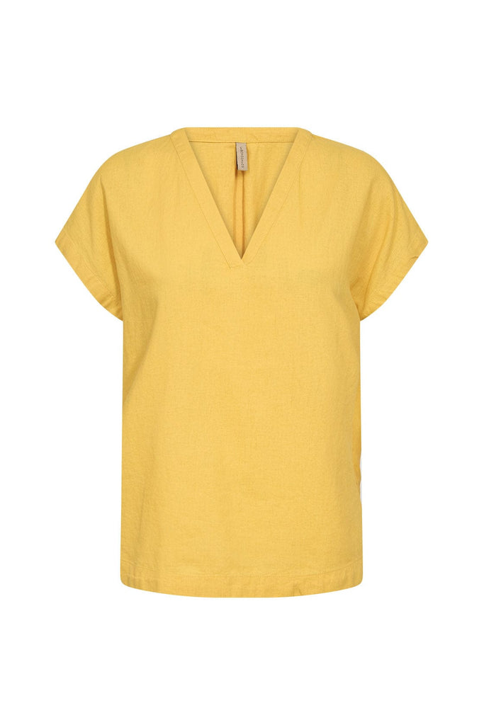 Soya Concept Ina Linen Blend T-Shirt - Golden Yellow