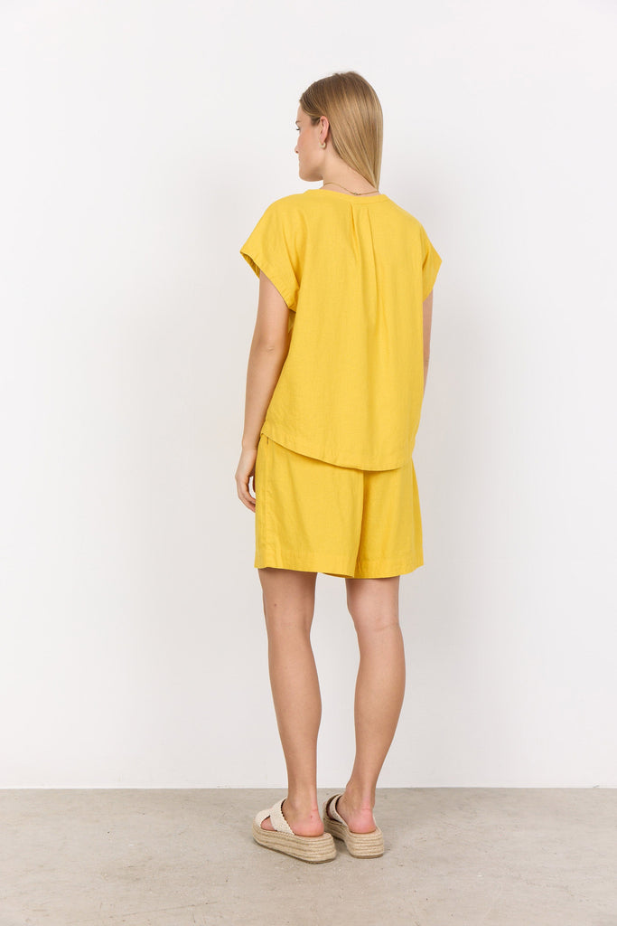 Soya Concept Ina Linen Blend T-Shirt - Golden Yellow
