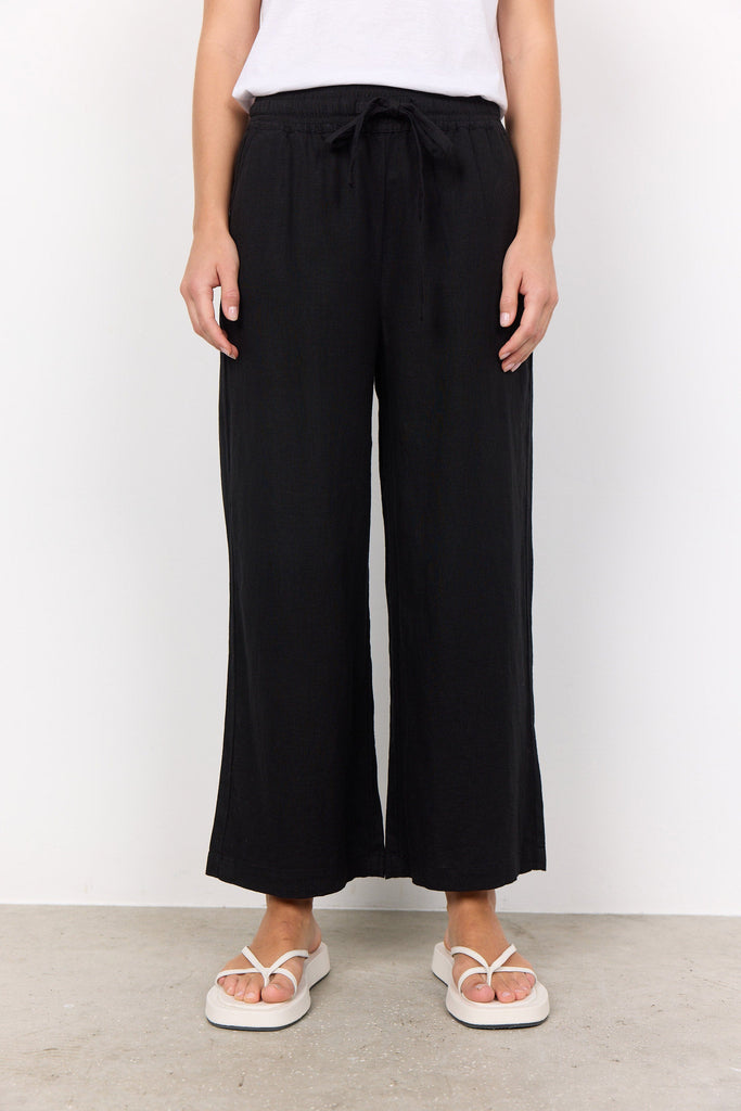 Soya Concept Ina Linen Blend Trousers - Black