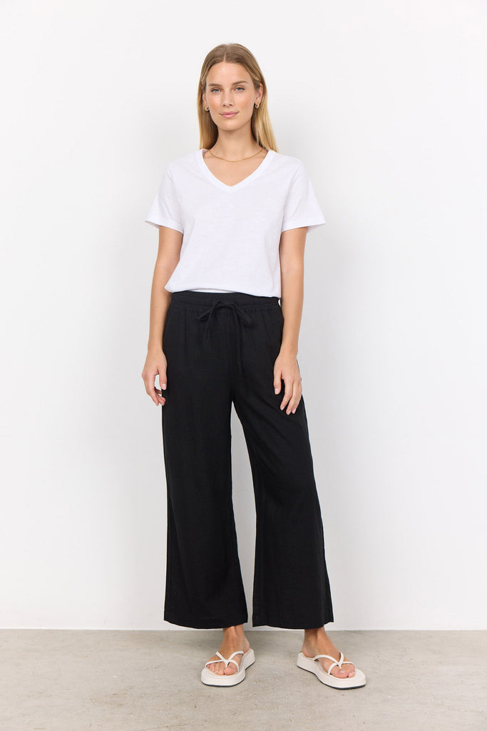 Soya Concept Ina Linen Blend Trousers - Black