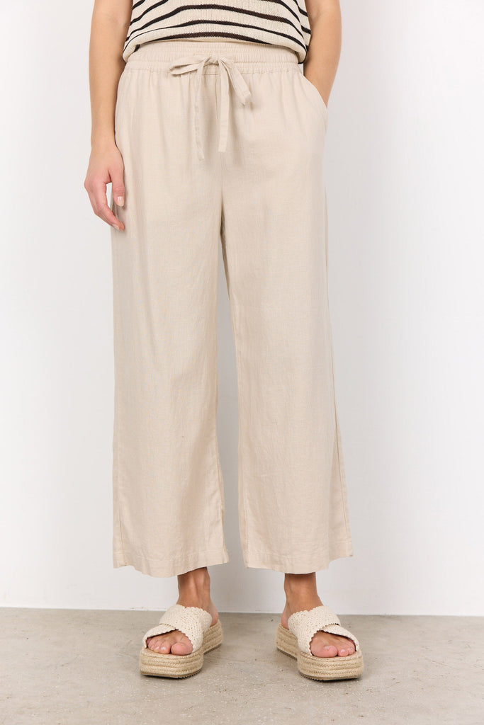 Soya Concept Ina Linen Blend Trousers - Sand