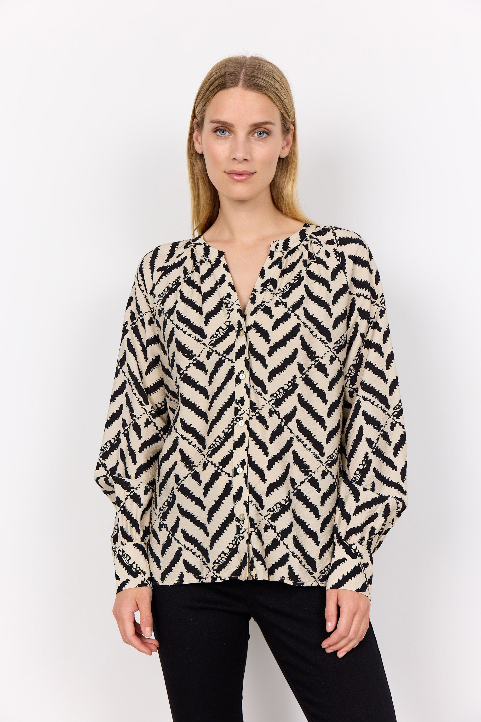 Soya Concept Inarose Printed Blouse - Black Combi