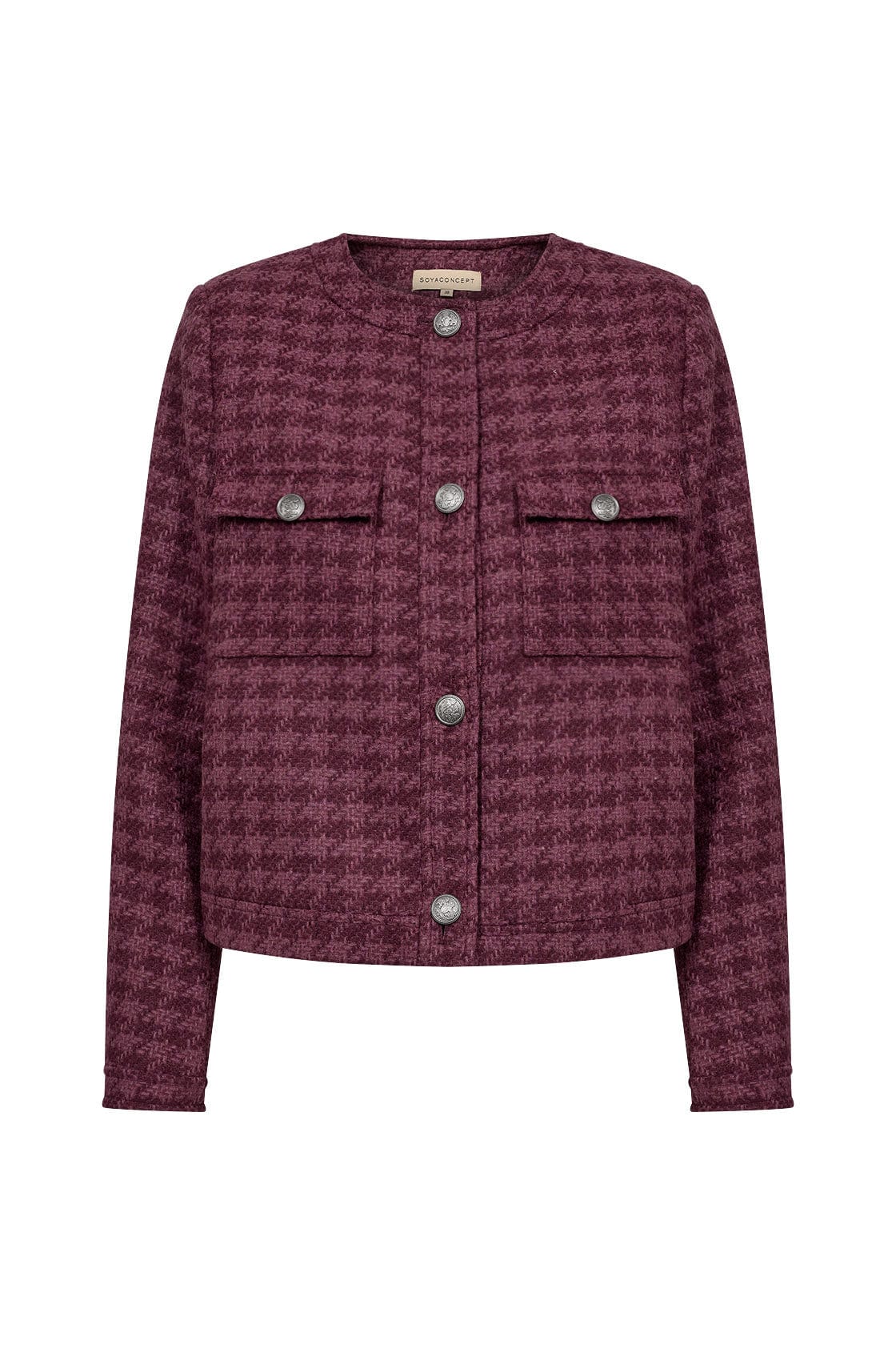 Soya Concept Irka Houndstooth Jacket - Wine Combi
