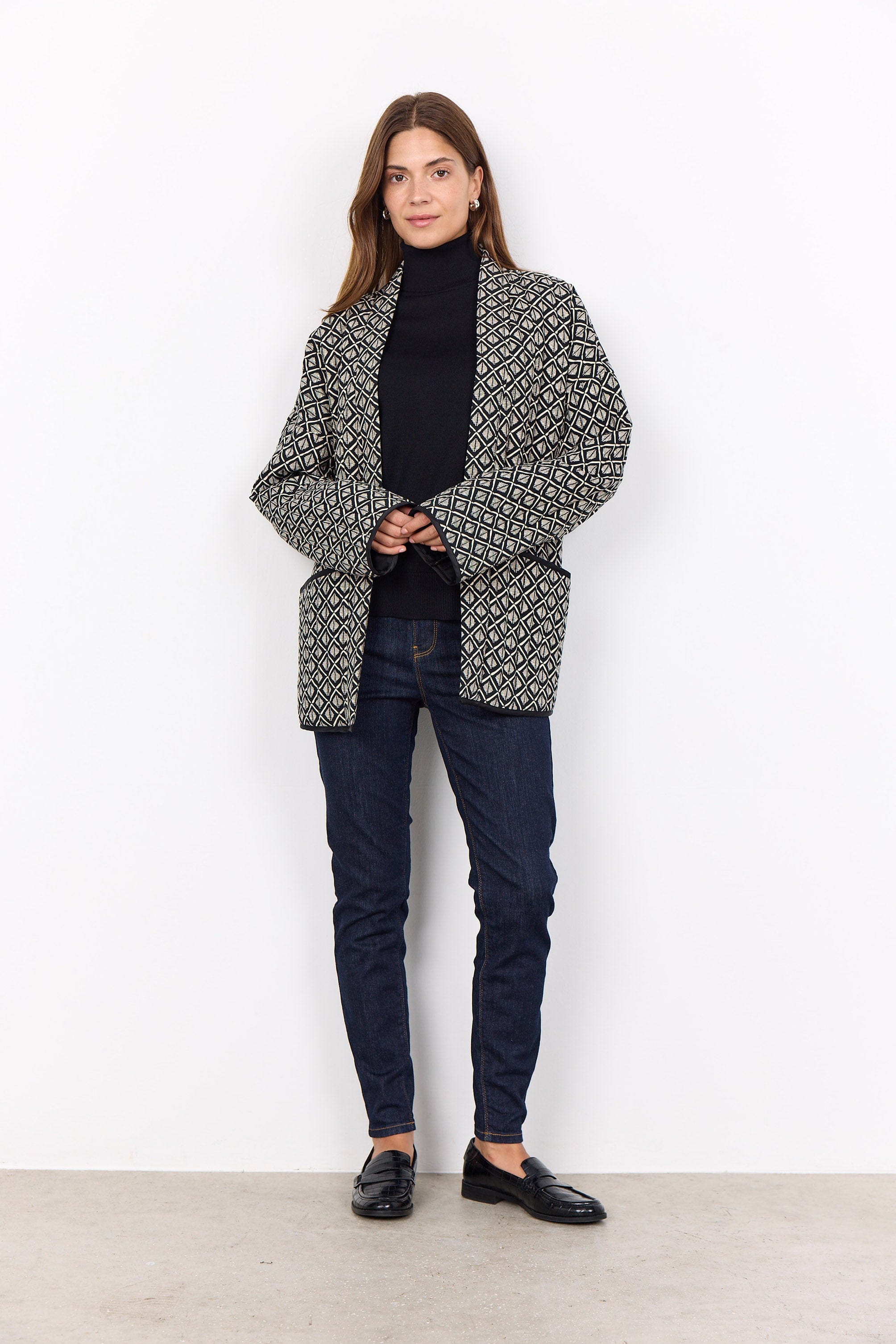 Soya Concept Isola Geometric Quilted Jacket - Black Combi