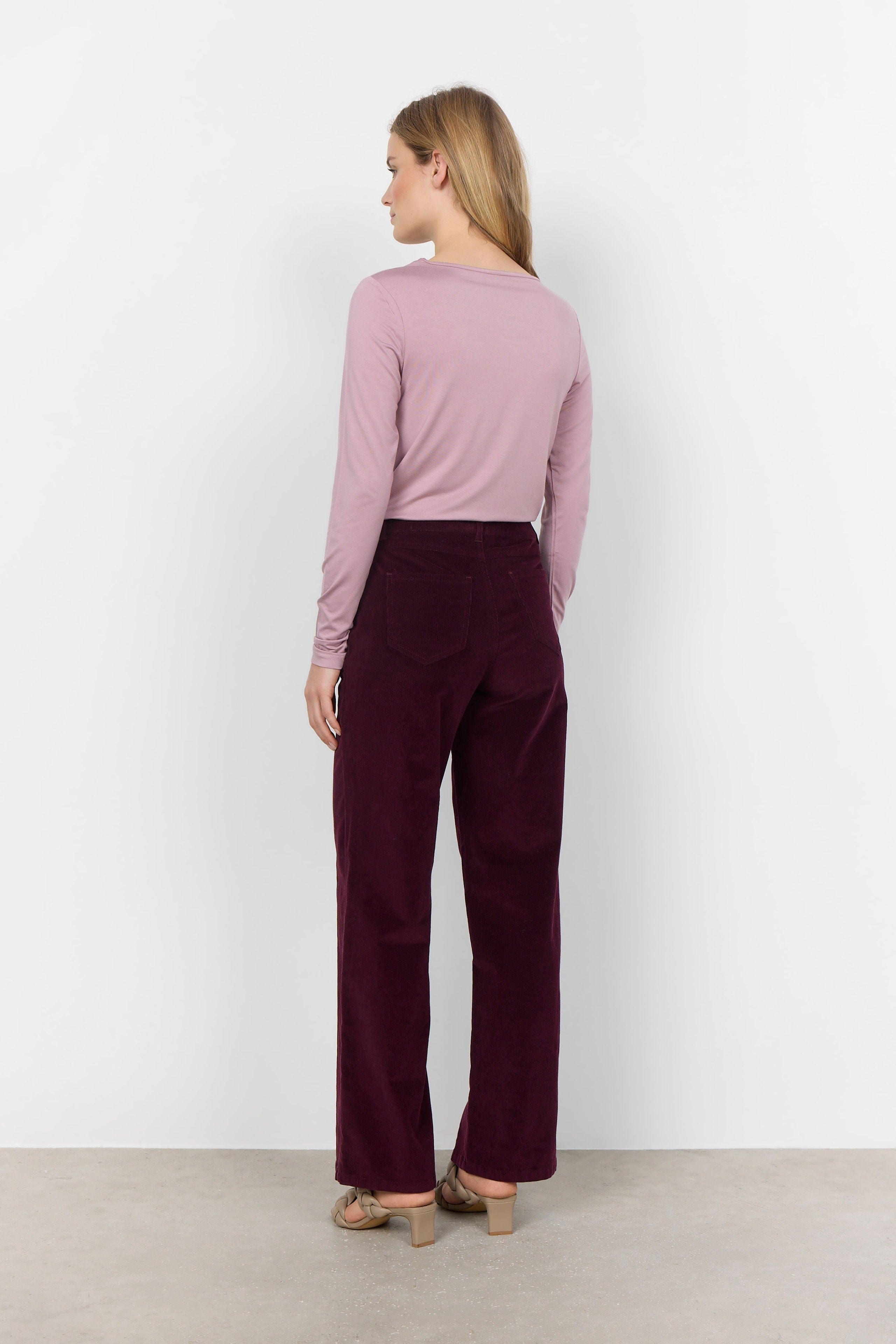 Soya Concept Ivalou Straight Leg Needlecord Trousers - Wine
