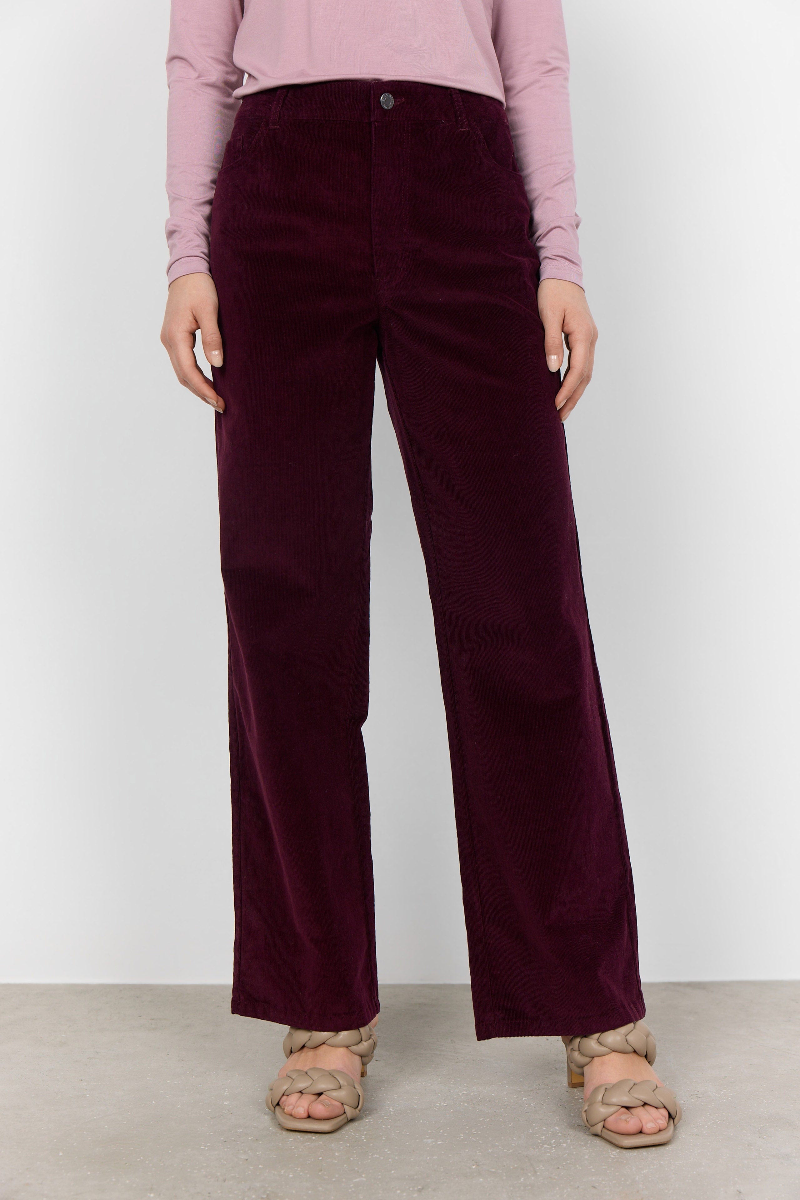 Soya Concept Ivalou Straight Leg Needlecord Trousers - Wine