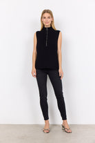 Soya Concept Julia Quarter Zip Sleeveless Jumper - Black