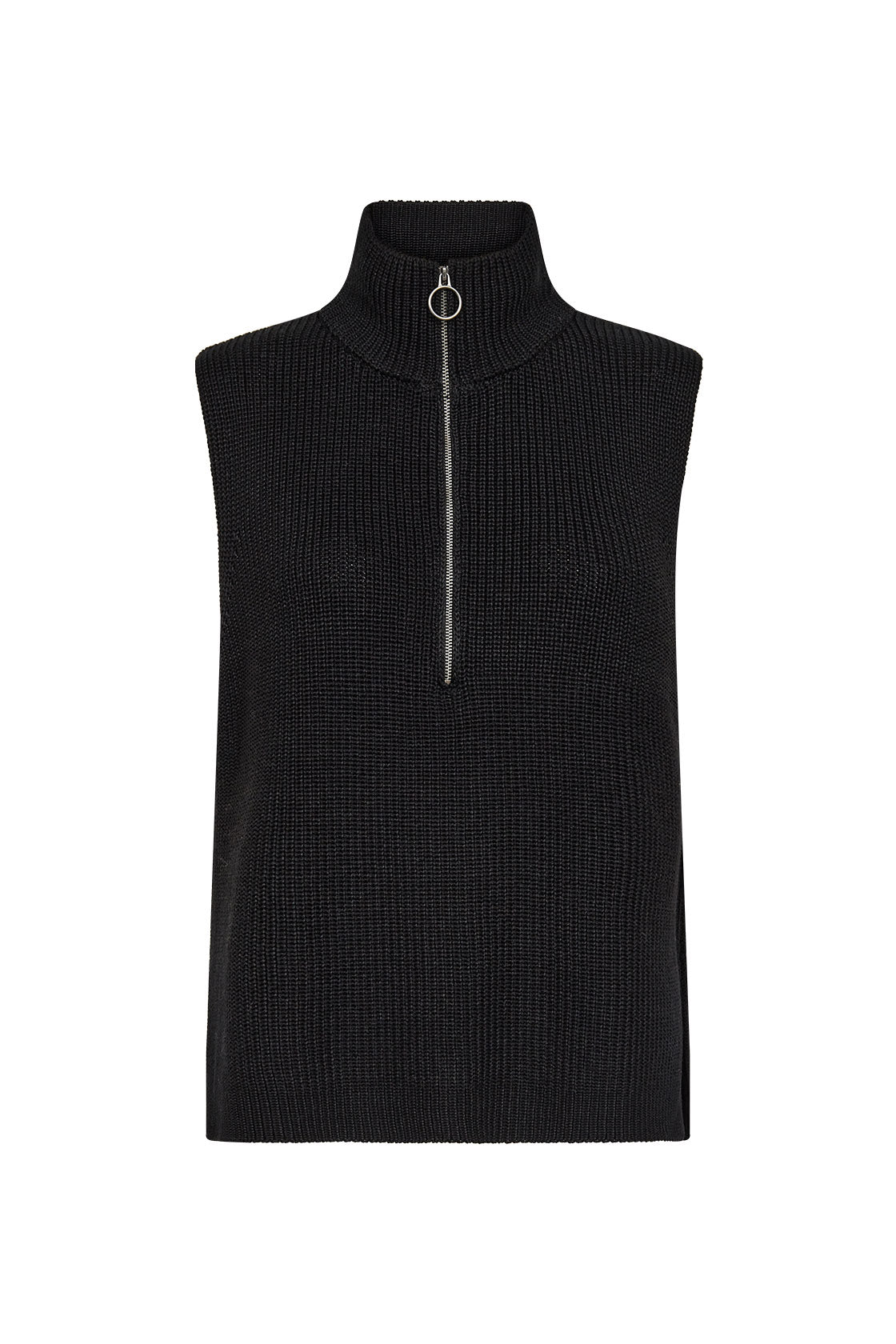 Soya Concept Julia Quarter Zip Sleeveless Jumper - Black