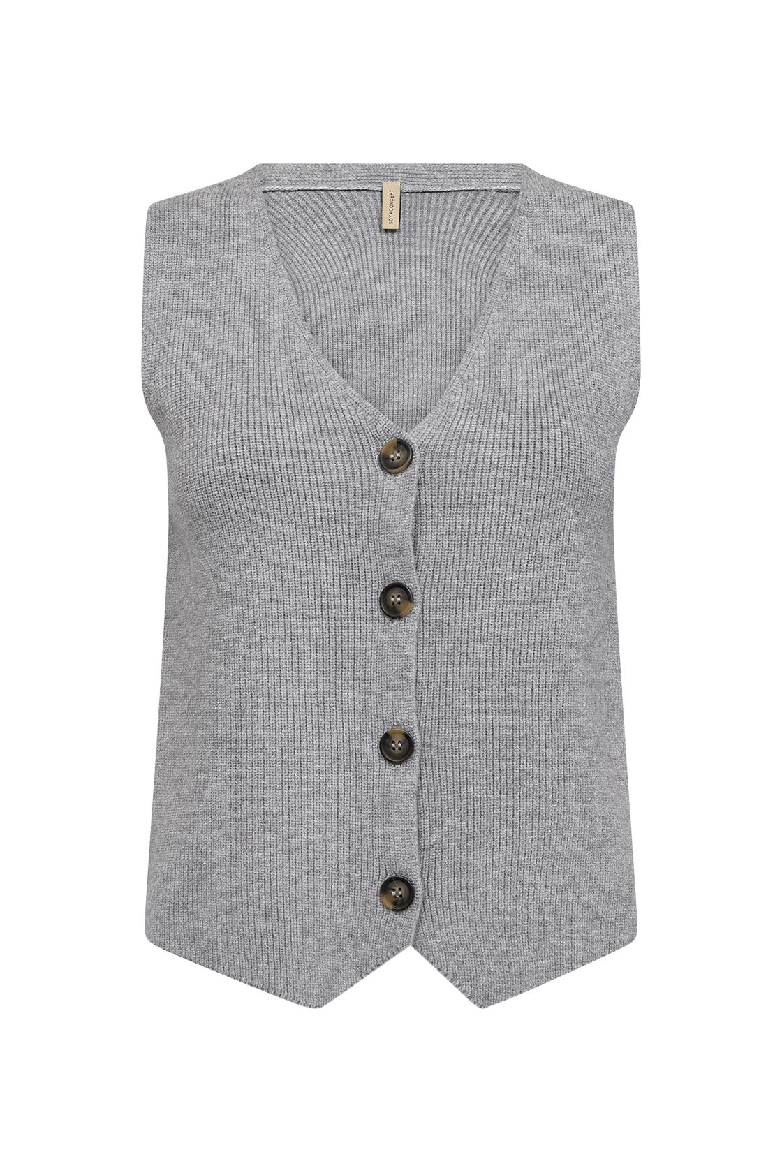 Soya Concept Kanita Knit Waistcoat - Mid Grey Melange