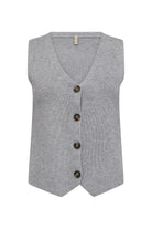 Soya Concept Kanita Knit Waistcoat - Mid Grey Melange
