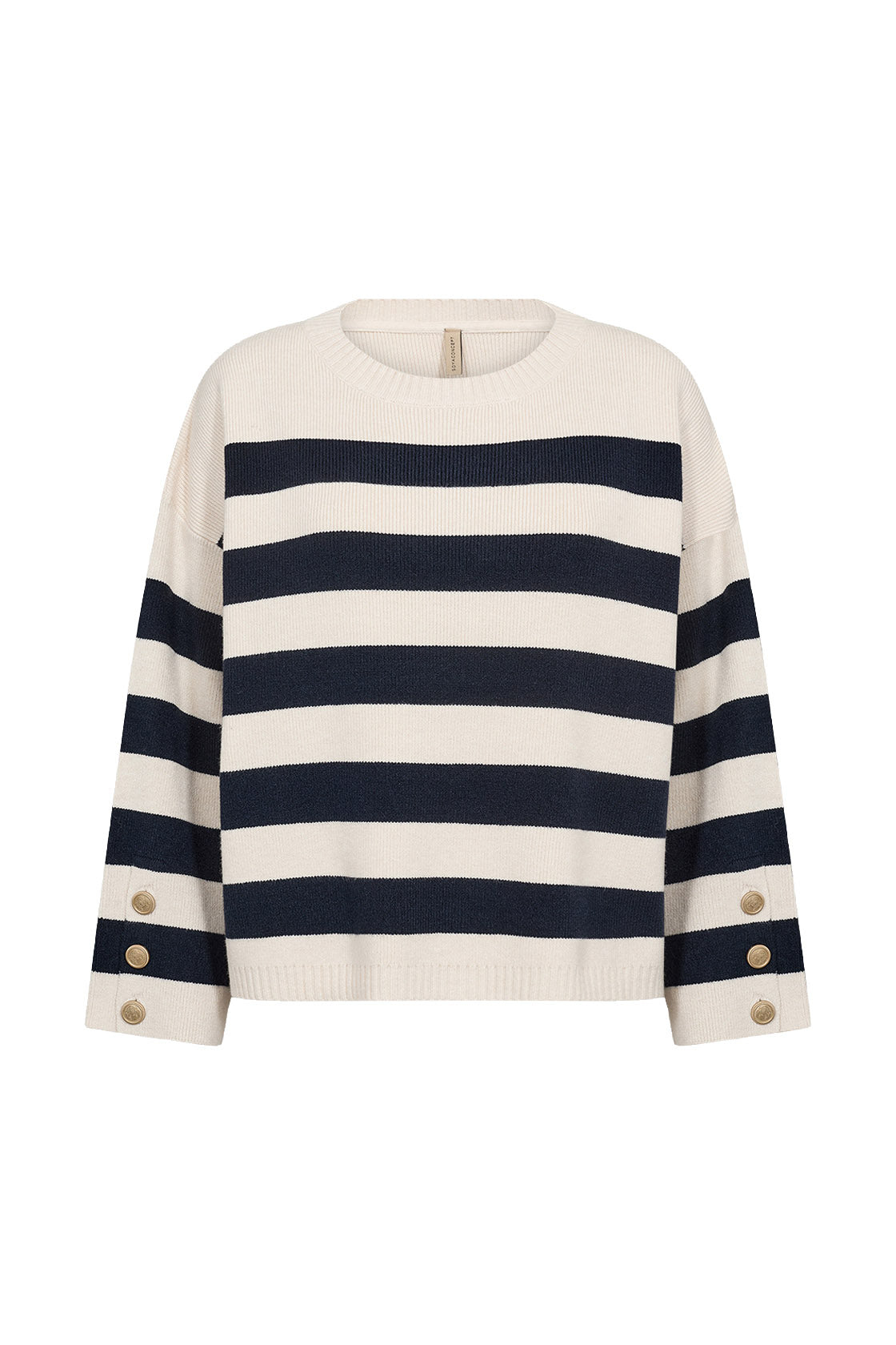 Soya Concept Kanita Stripe Knit Jumper - Navy Combi