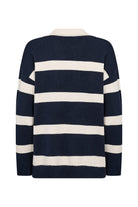 Soya Concept Kanita Stripe Knitted Collared Jumper - Navy Melange Combi