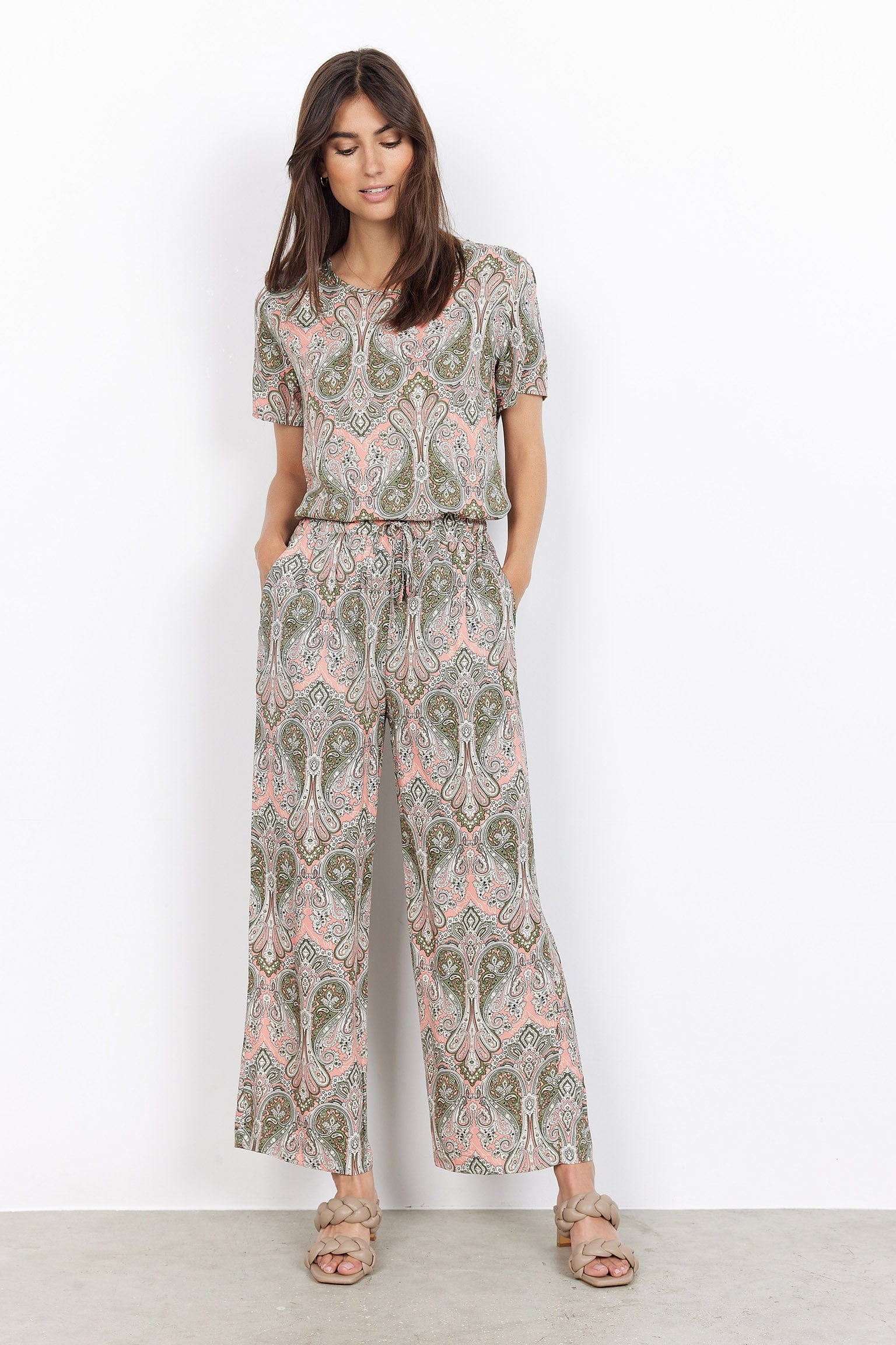 Soya Concept Kija Printed Trousers - Coral Haze Combi
