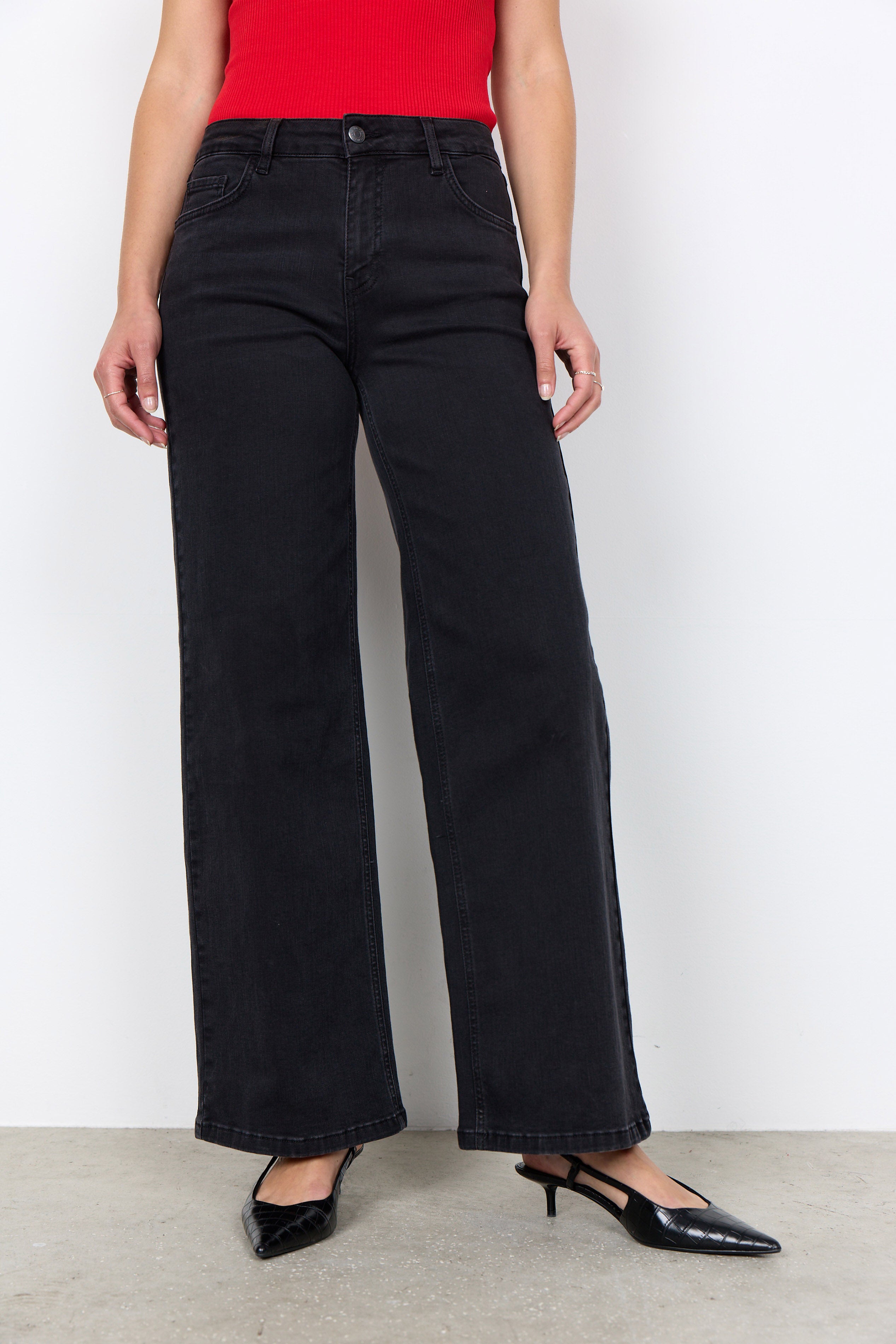 Soya Concept Kimberley 24-B Wide Leg Jeans - Dark Grey Denim