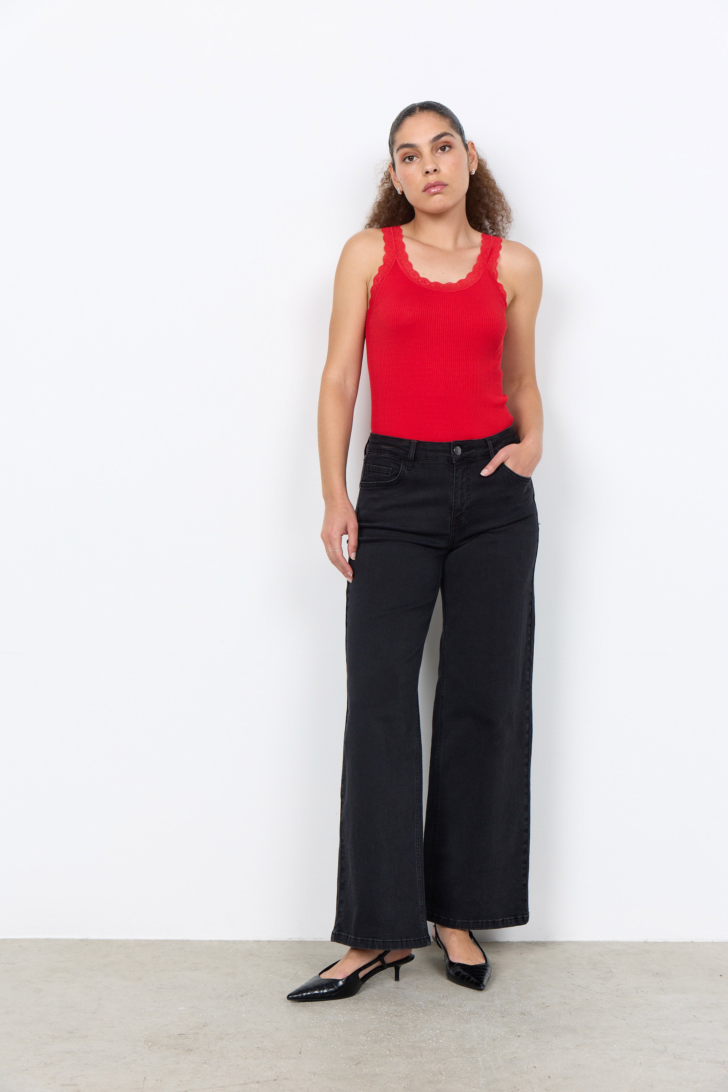 Soya Concept Kimberley 24-B Wide Leg Jeans - Dark Grey Denim