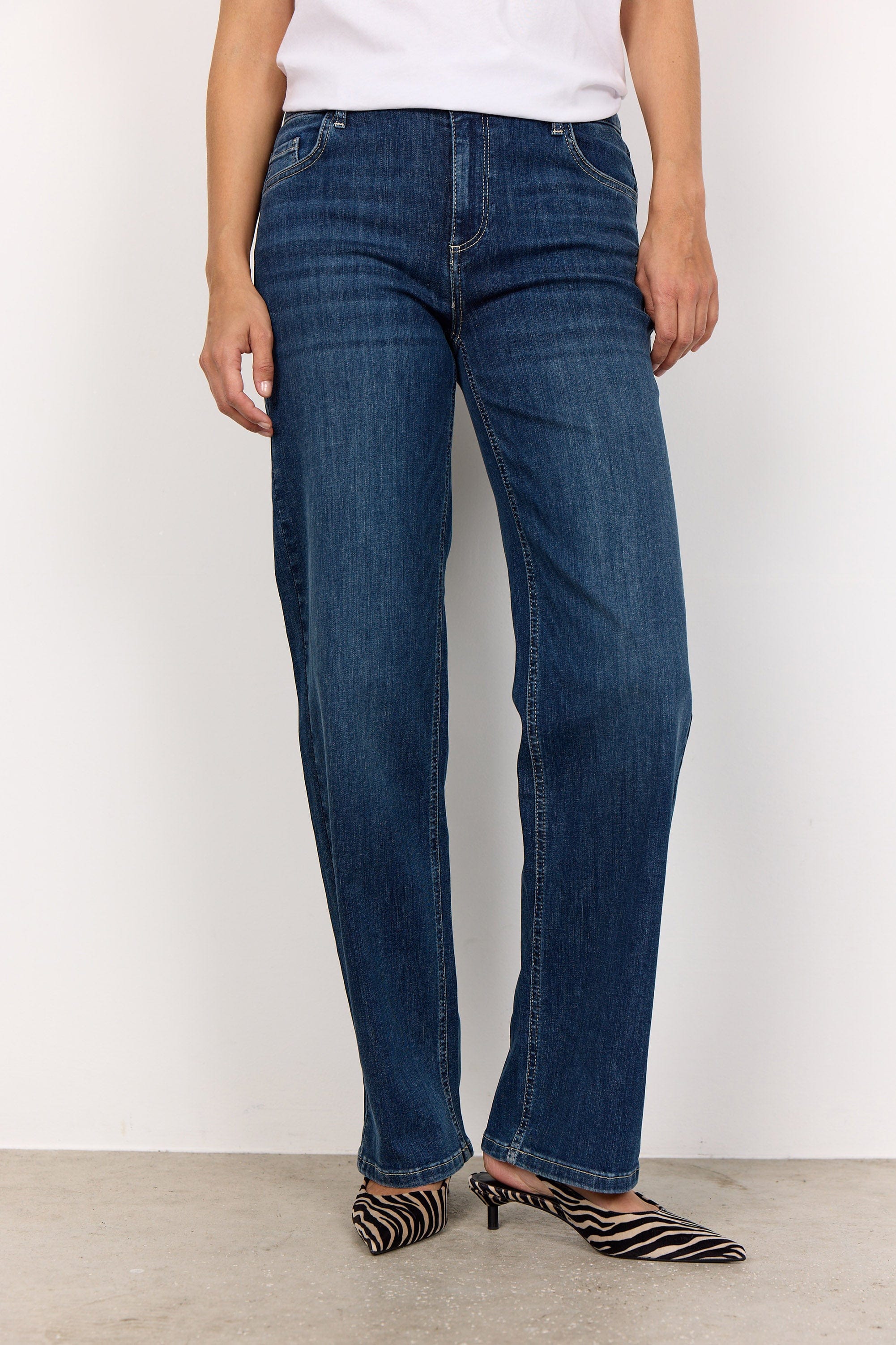 Soya Concept Kimberly 34-B Straight Leg Jeans - Dark Blue Denim