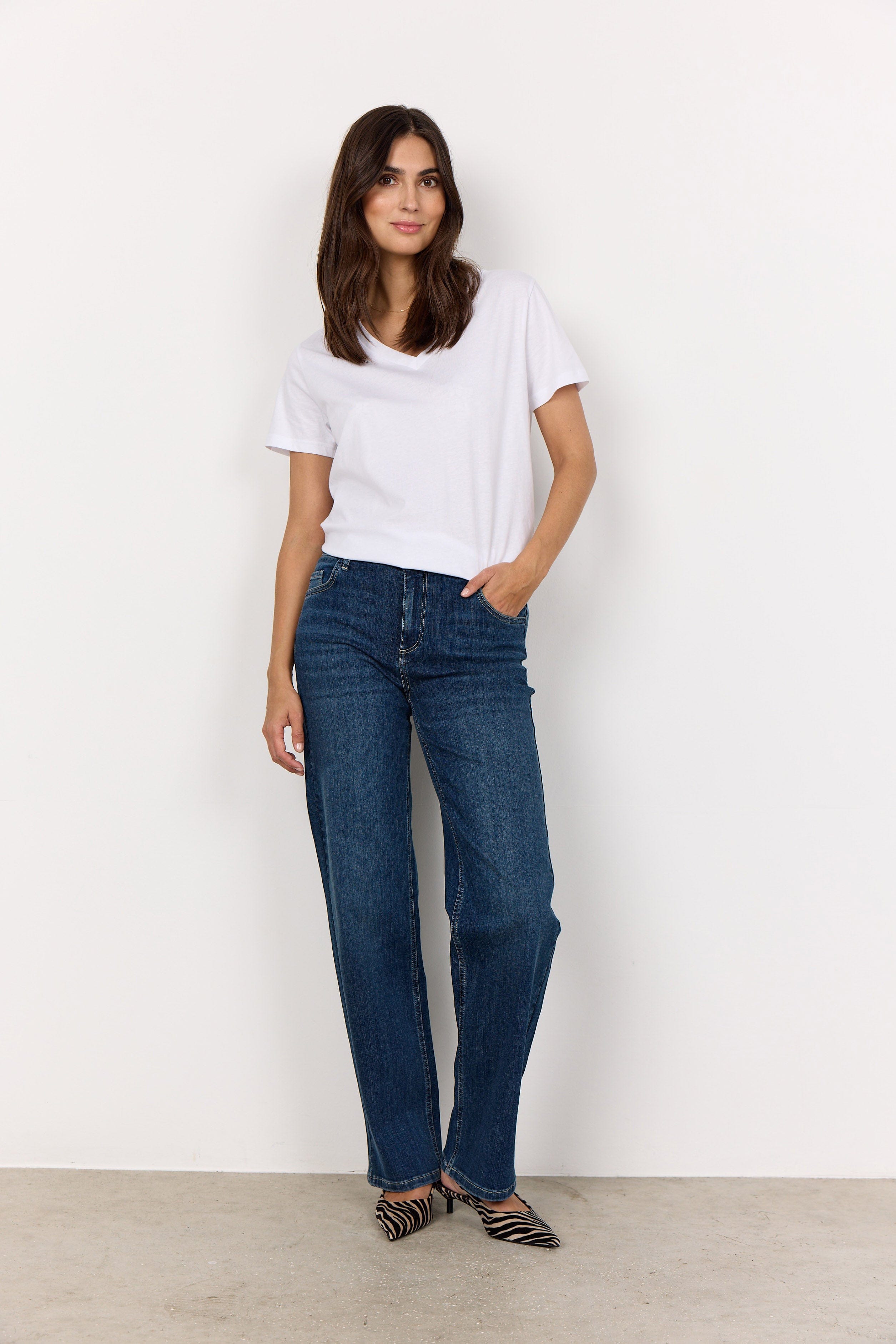 Soya Concept Kimberly 34-B Straight Leg Jeans - Dark Blue Denim