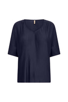 Soya Concept Kirit Plisse Top - Navy
